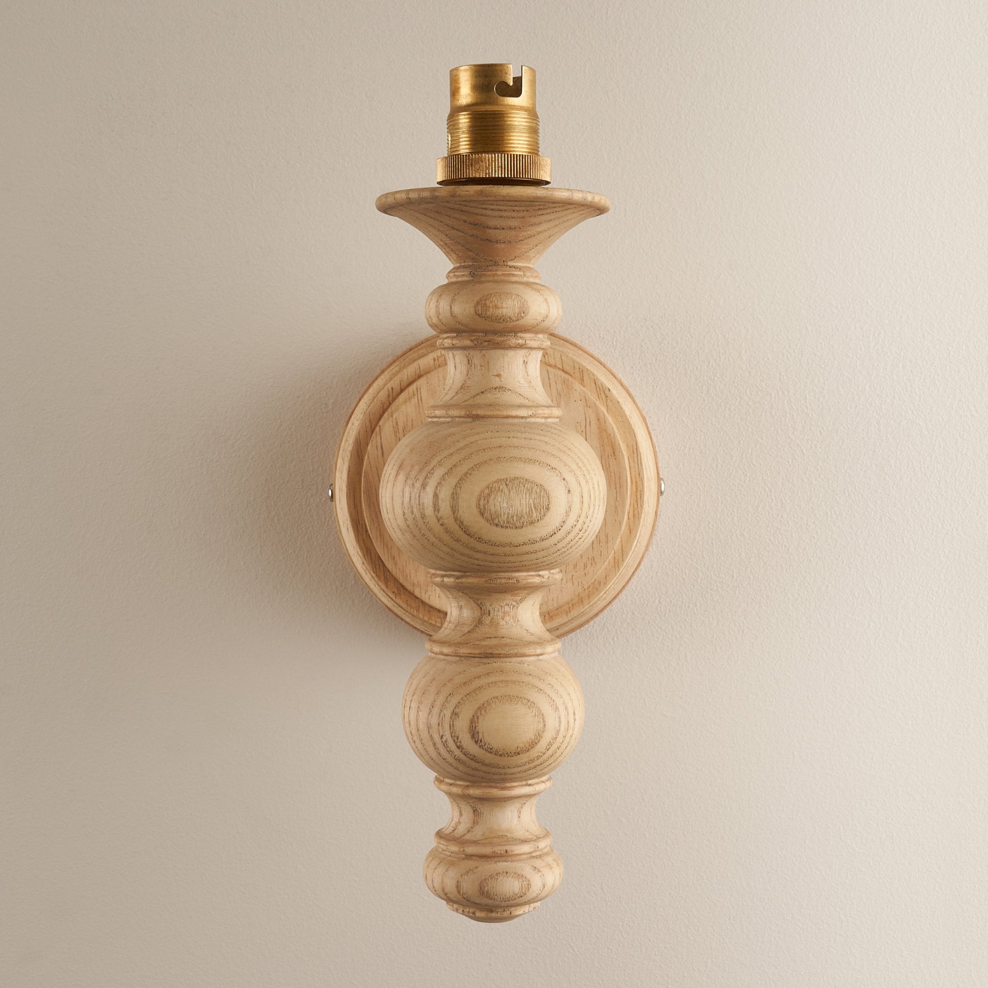Endon Bibury Single Light Wall - Natural Ash & Brushed Aged Brass Plate