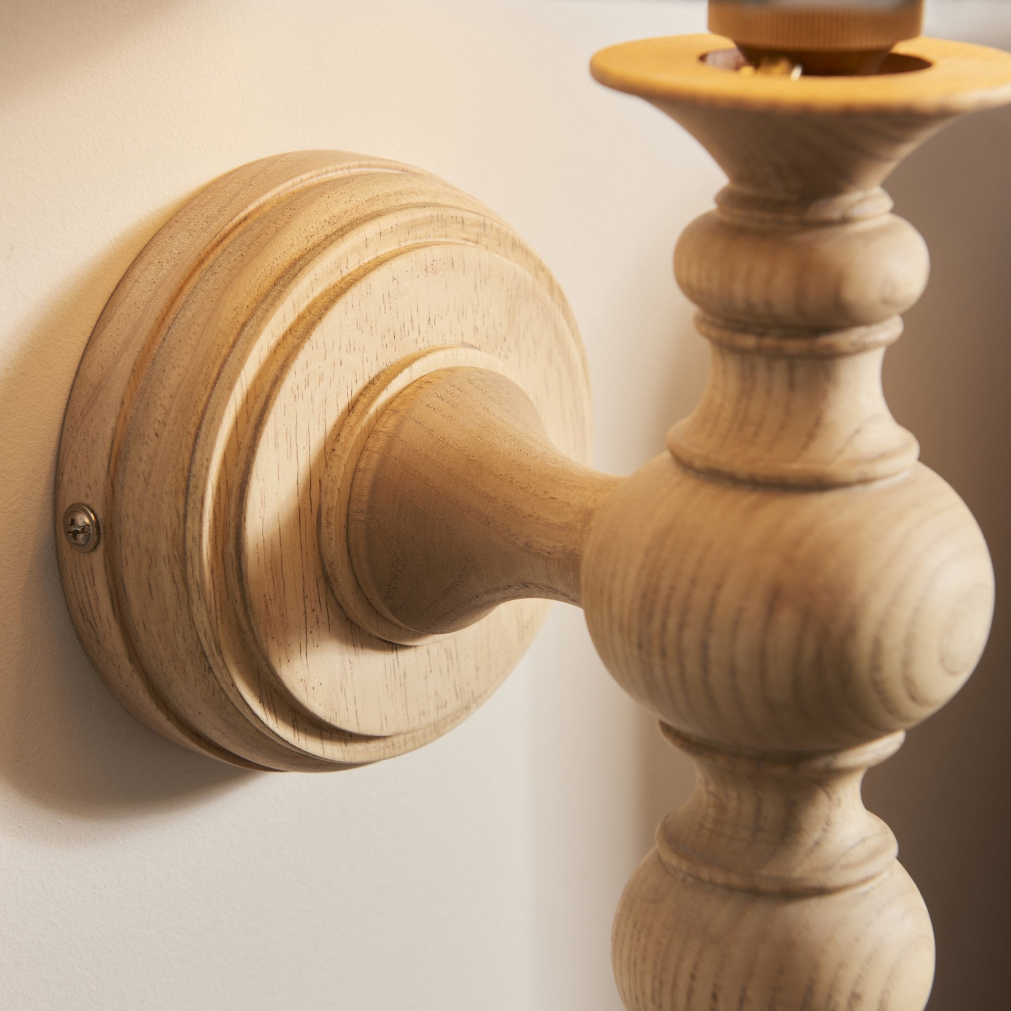 Endon Bibury Single Light Wall - Natural Ash & Brushed Aged Brass Plate