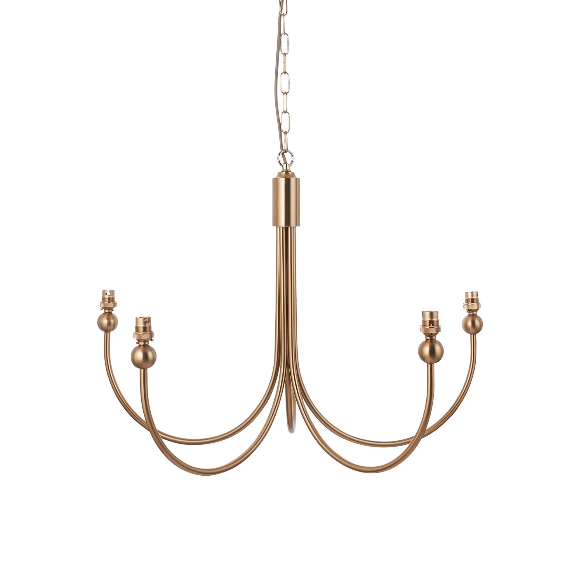 Endon Santiago Curved 5 Light Pendant - Brushed Aged Brass Plate