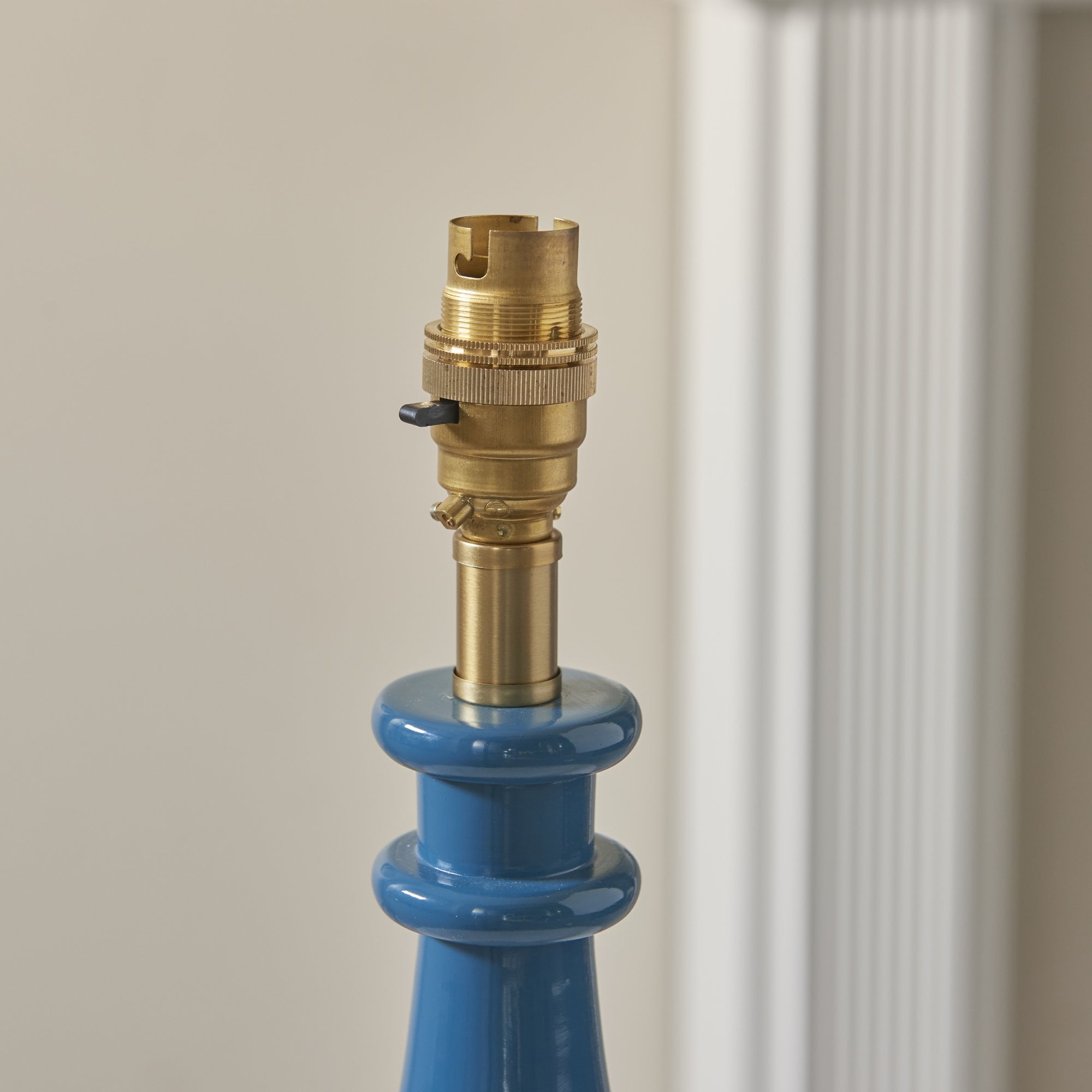 Endon Myrtle Single Light Table Lamp - Marlin Blue & Warm Brass Plate