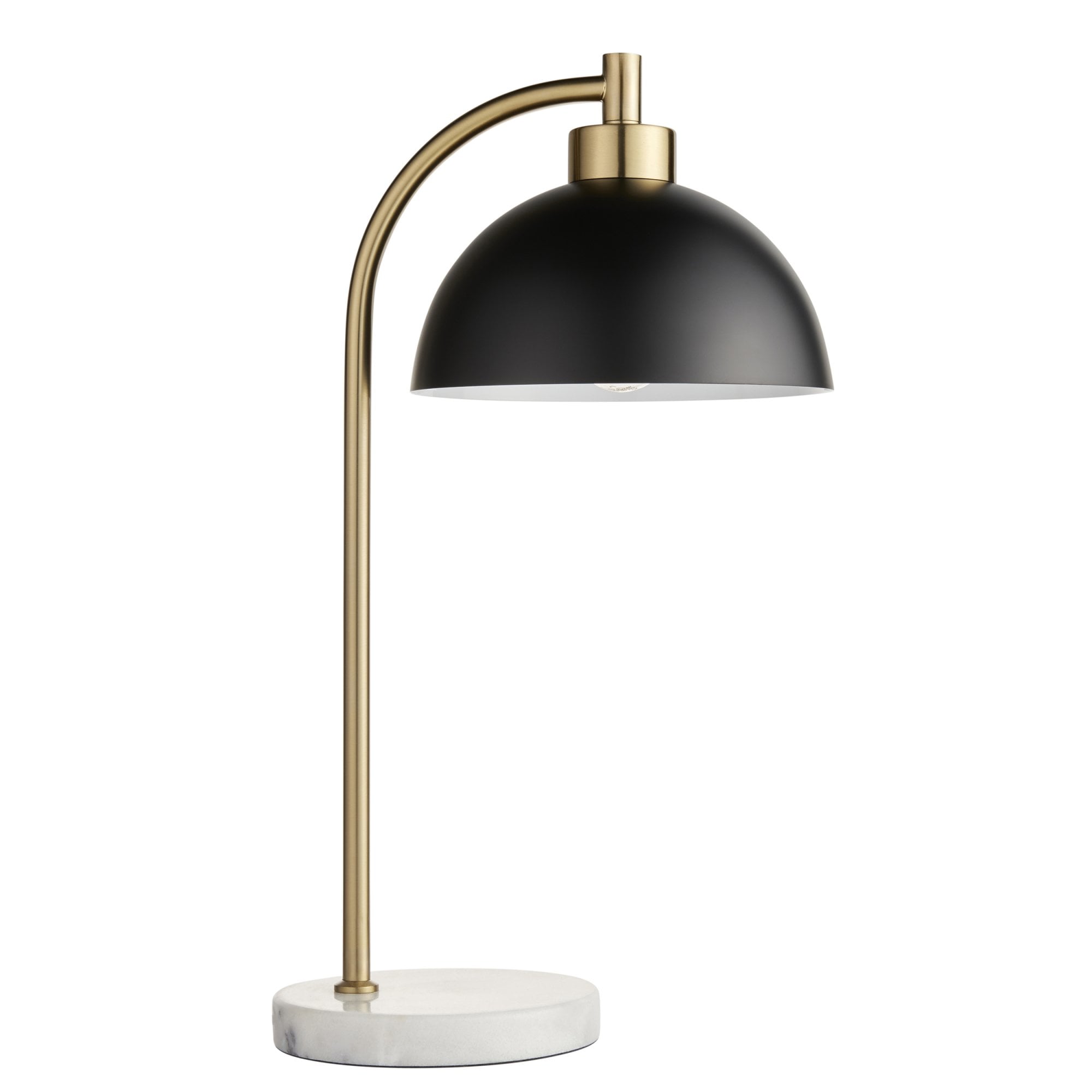 Endon Buchanan Single Light Table Lamp - Matt Black, Antique Brass Plate & Grey Marble