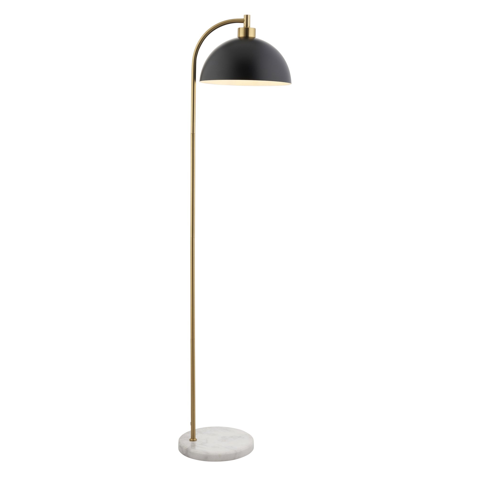 Endon Buchanan Single Light Floor - Matt Black, Antique Brass Plate & Grey Marble