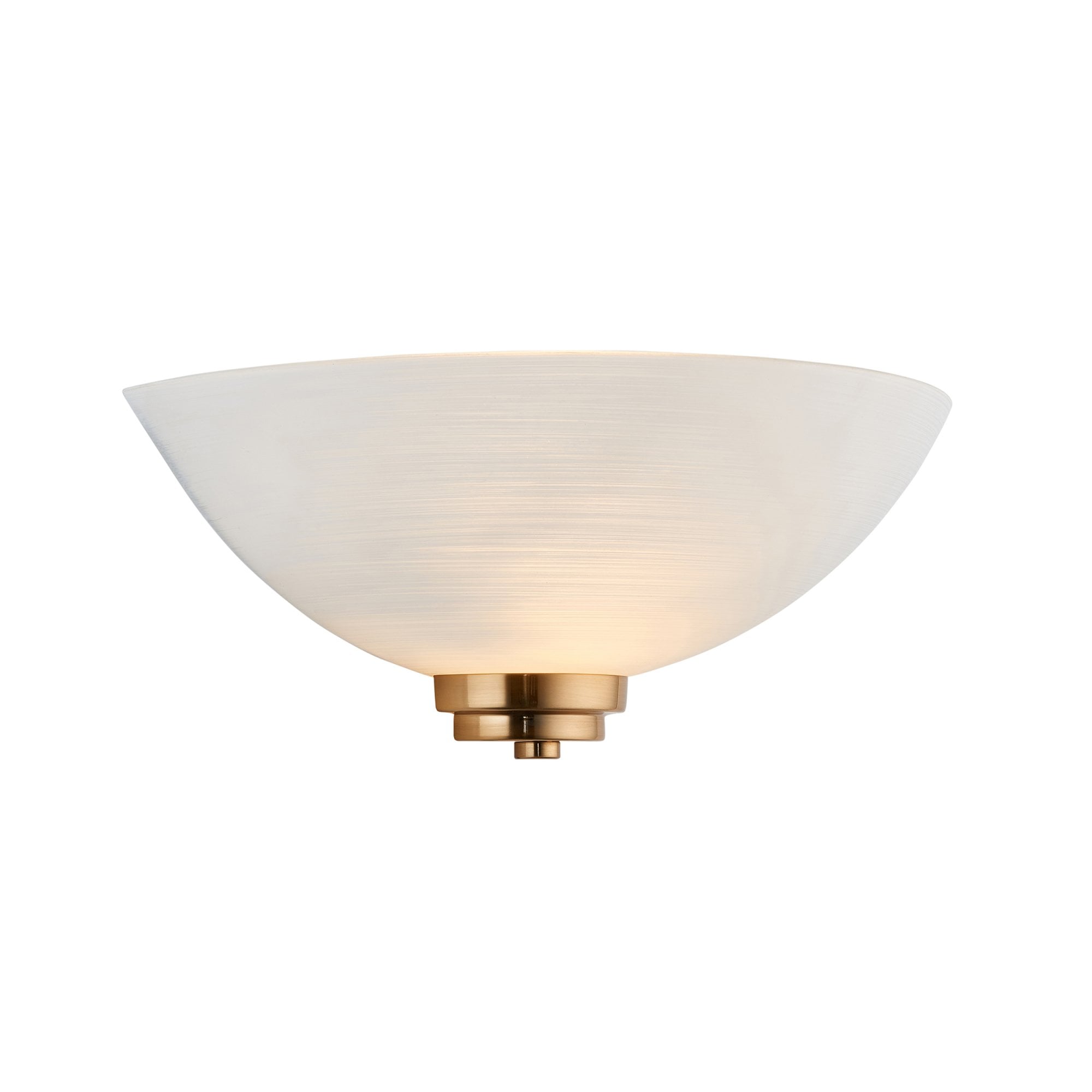 Endon Welles Single Light Wall - Brushed Aged Brass Plate & White Glass
