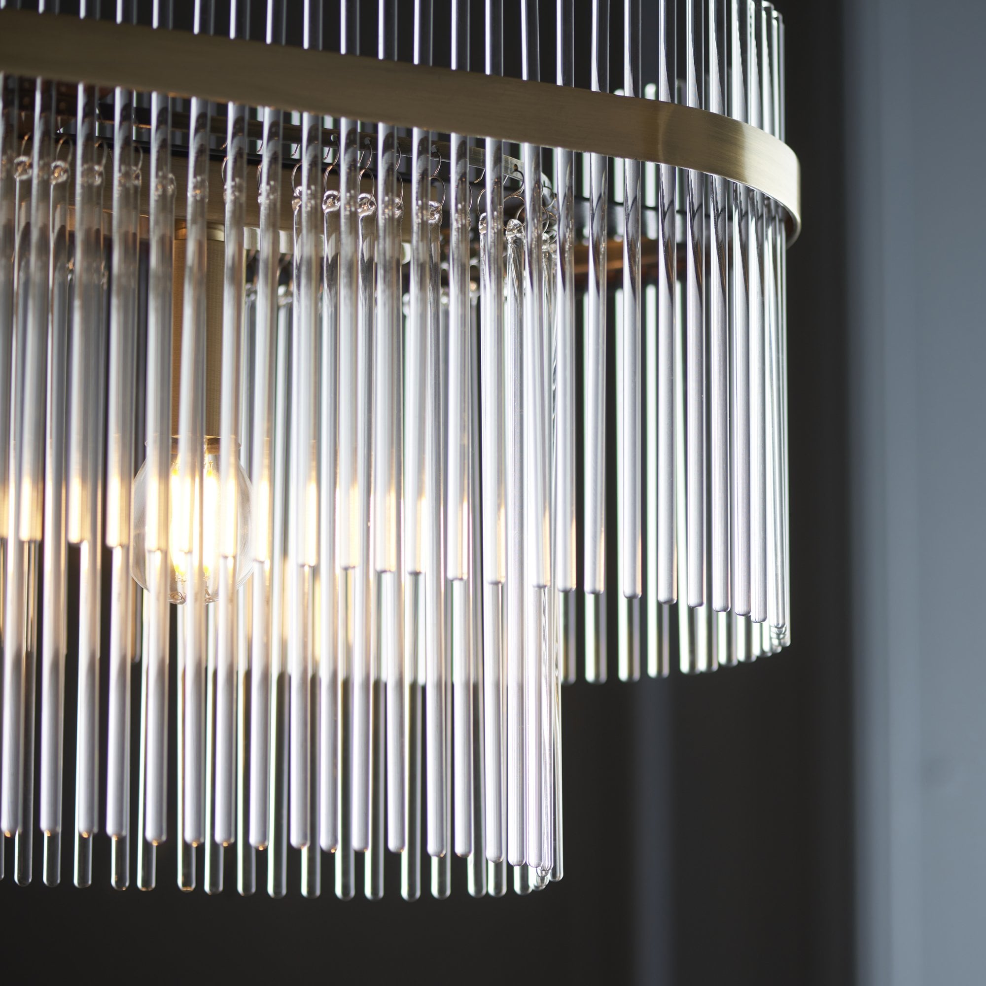 Endon Marietta 4 Light Pendant - Antique Brass Plate & Clear Glass