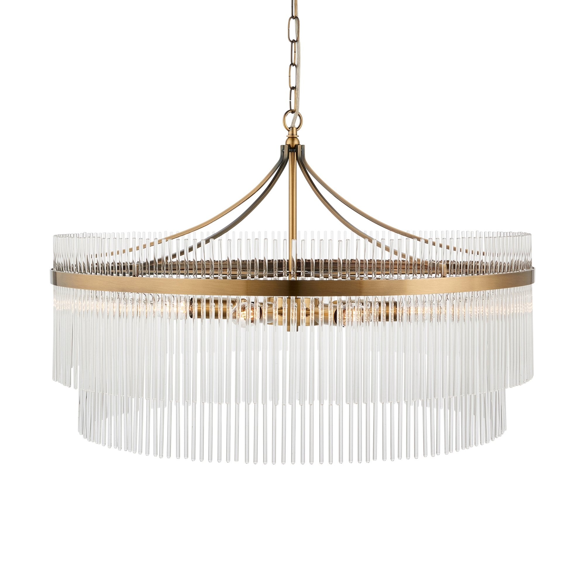 Endon Marietta Grand 7 Light Pendant - Antique Brass Plate & Clear Glass