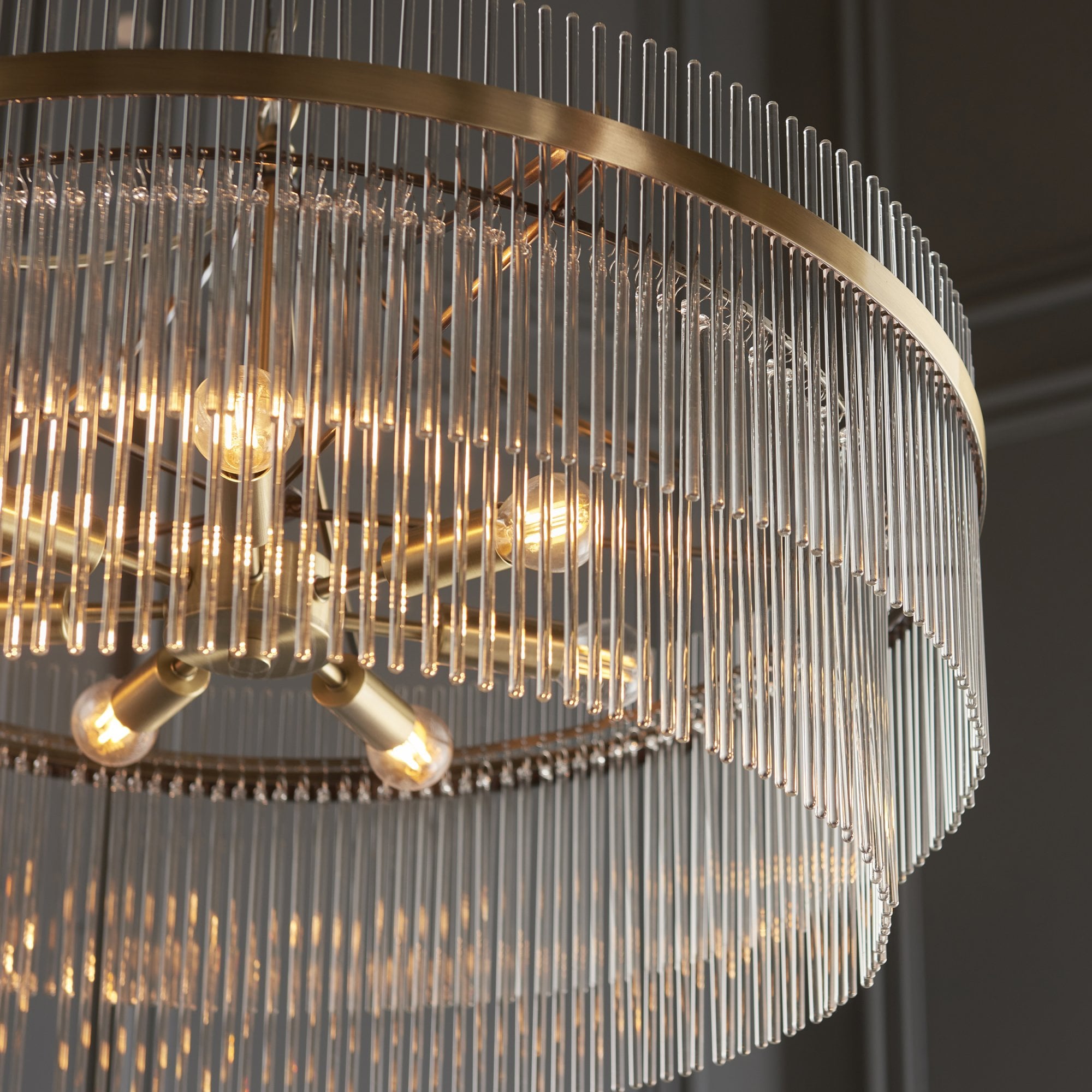 Endon Marietta Grand 7 Light Pendant - Antique Brass Plate & Clear Glass