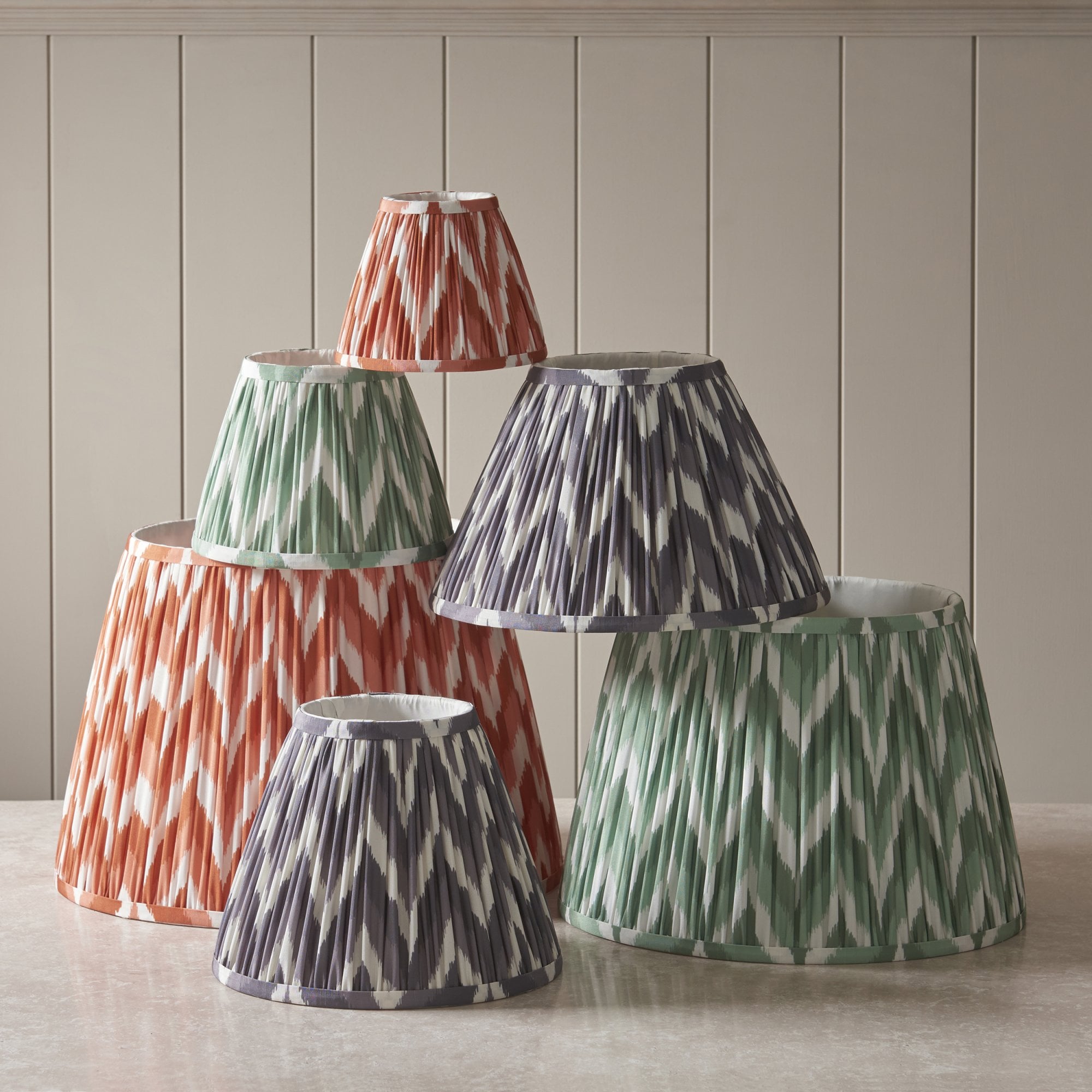 Endon Zigzag Single Light Shade 16cm - Cotswold Green Fabric