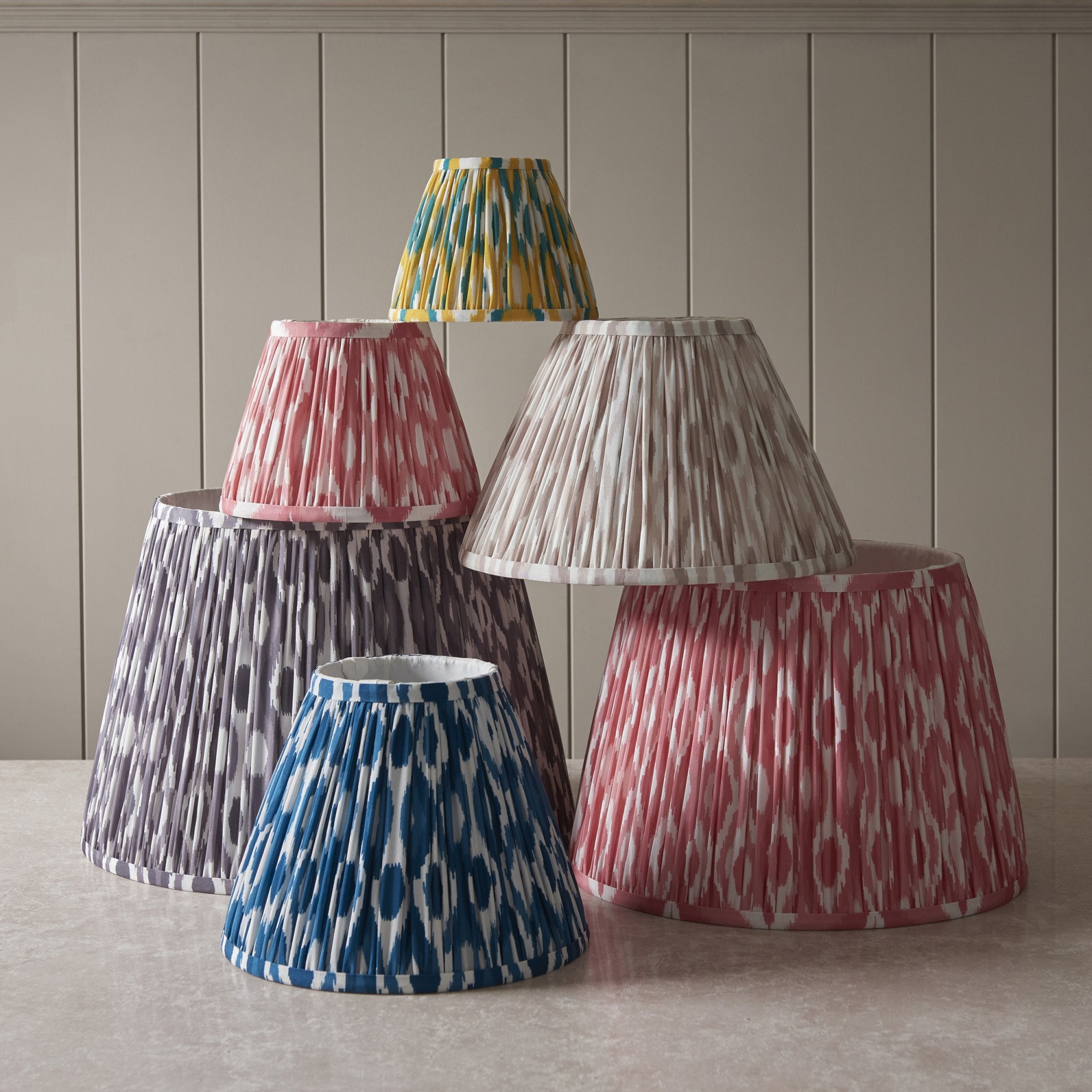 Endon Ikat Single Light Shade 20cm - Pearl Grey Fabric