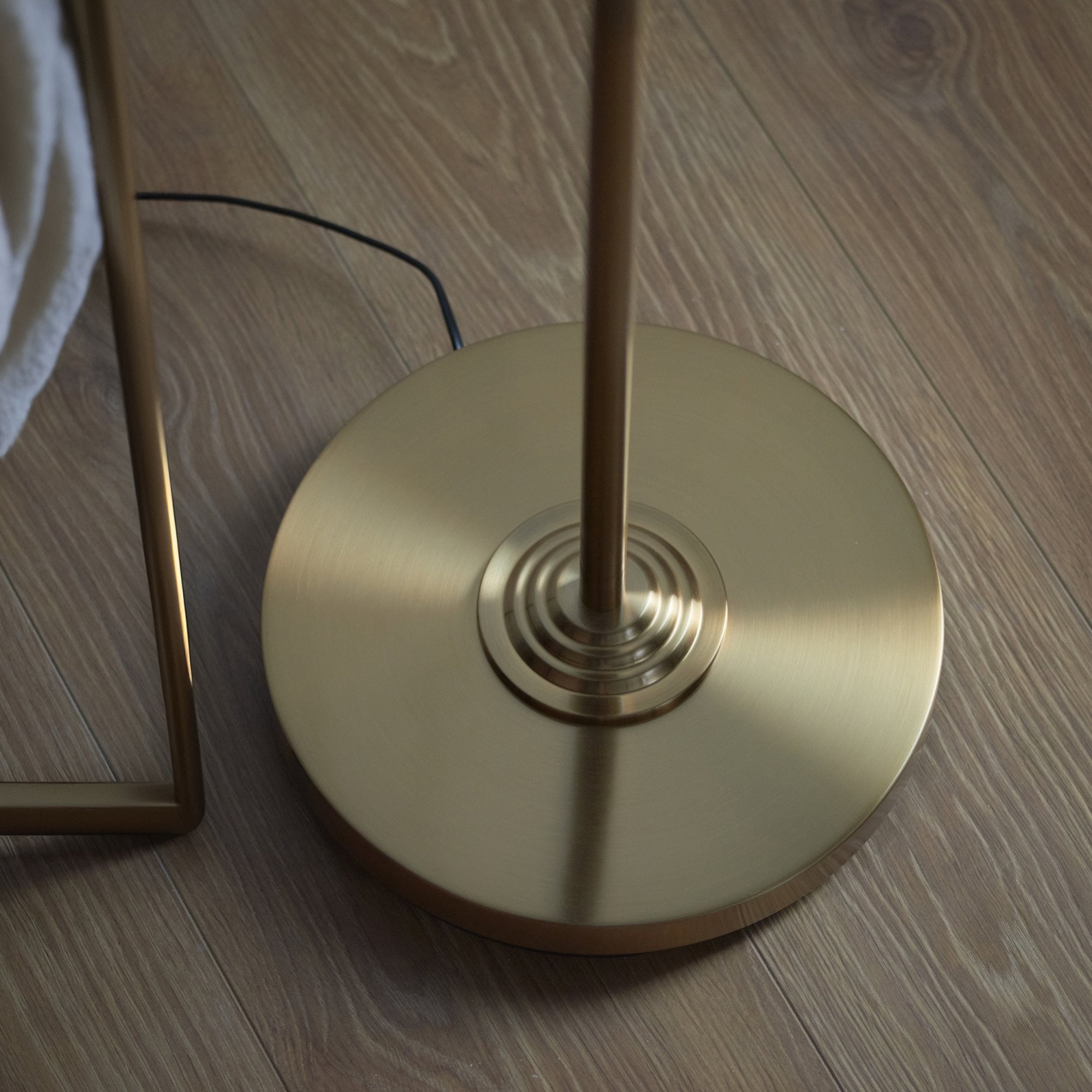 Endon Highclere Single Light Floor - Vintage Brass & Natural Linen
