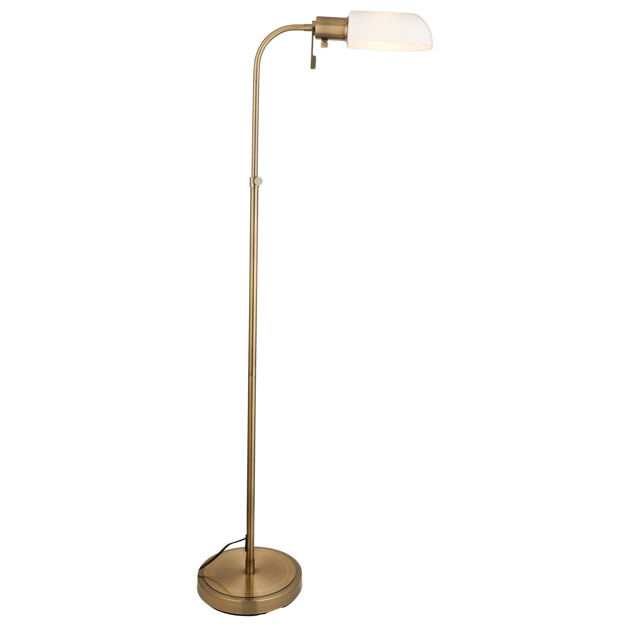 Endon Pharmacy Single Light Floor - Antique Brass Plate & Opal Glass