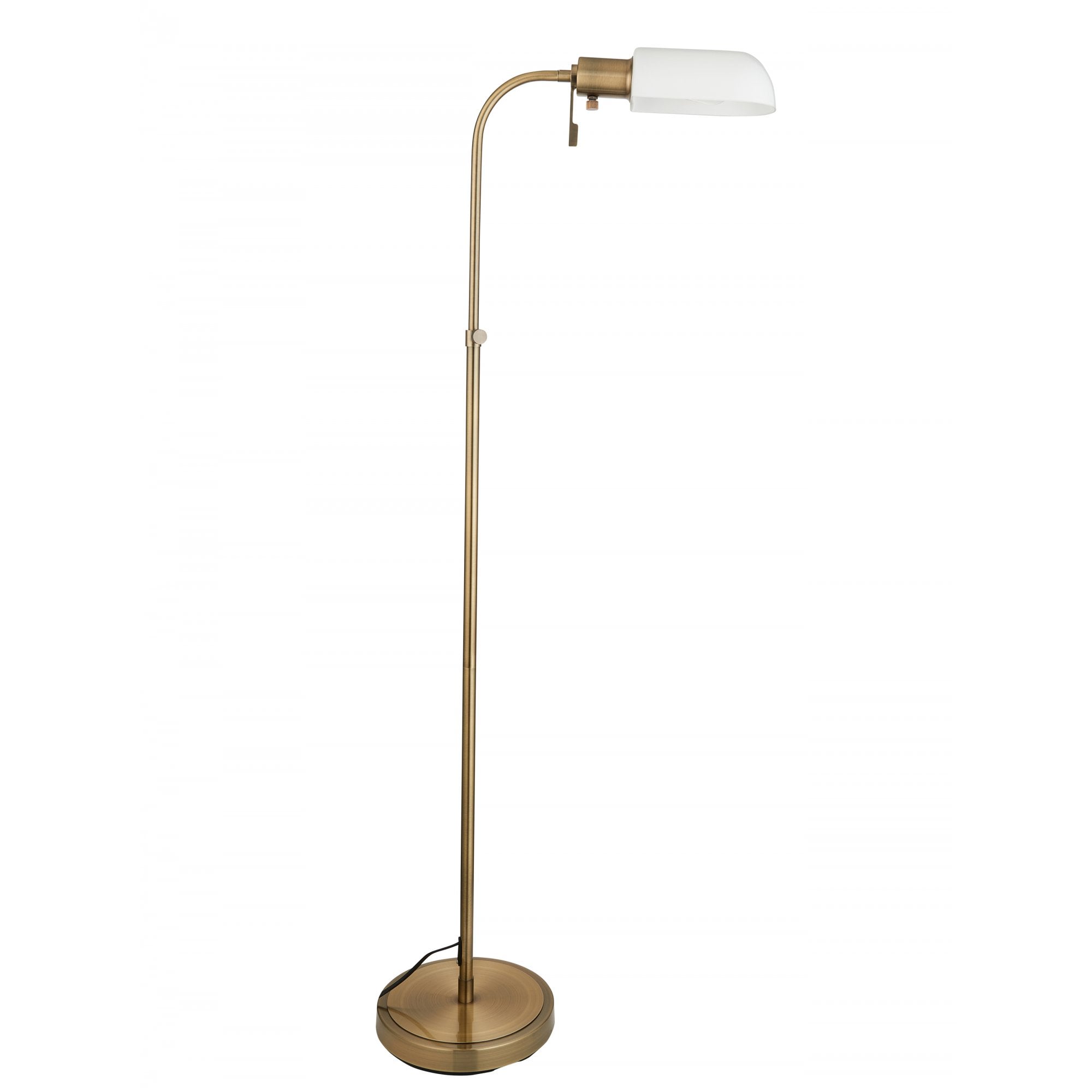Endon Pharmacy Single Light Floor - Antique Brass Plate & Opal Glass