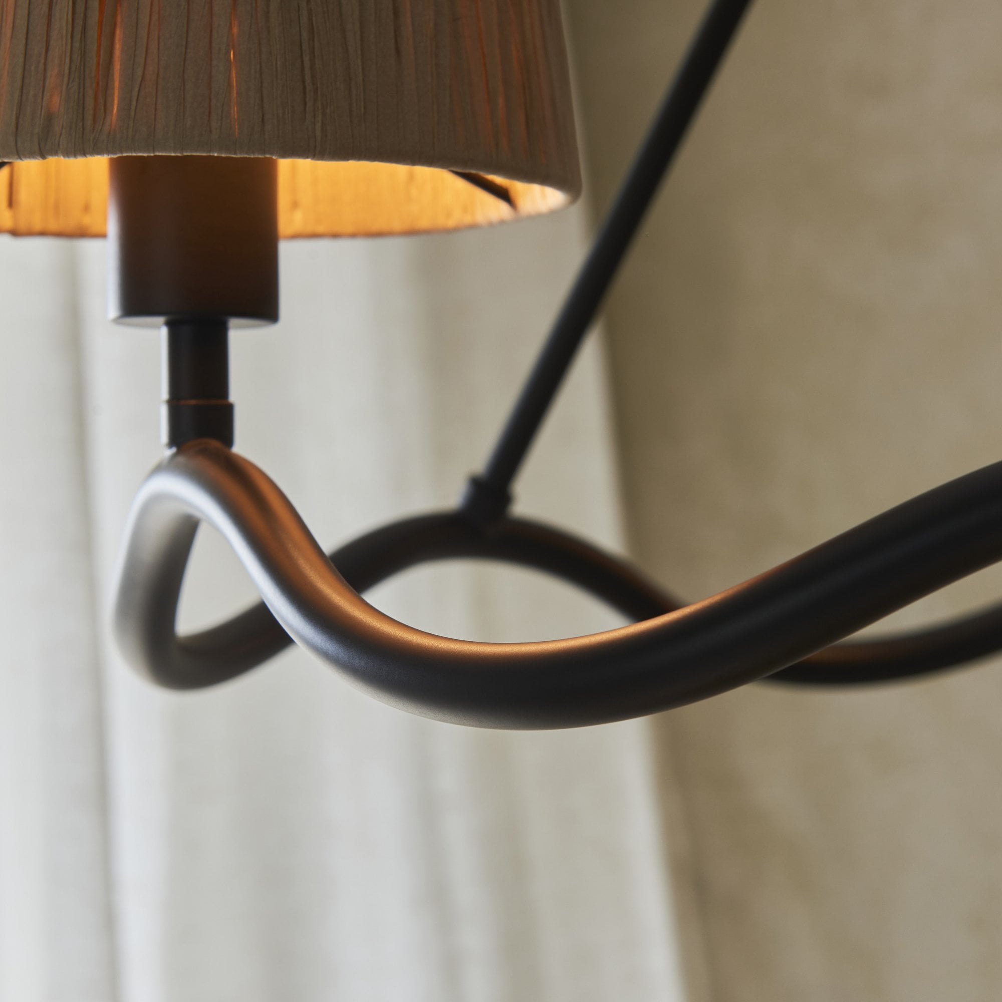 Endon Wriggle 3 Light Pendant - Matt Black & Natural Raffia