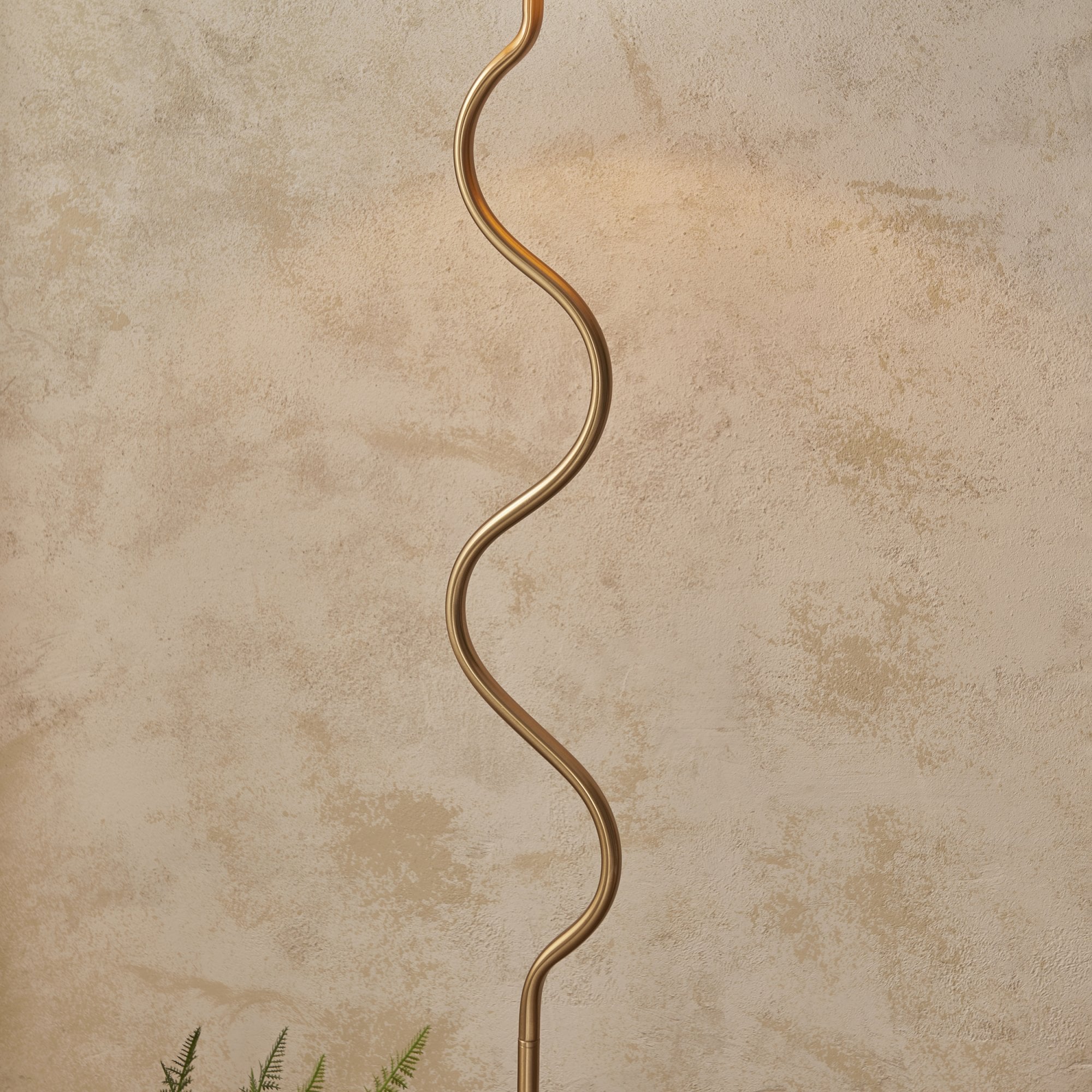 Endon Wriggle Single Light Floor - Brushed Aged Brass Plate & Natural Raffia