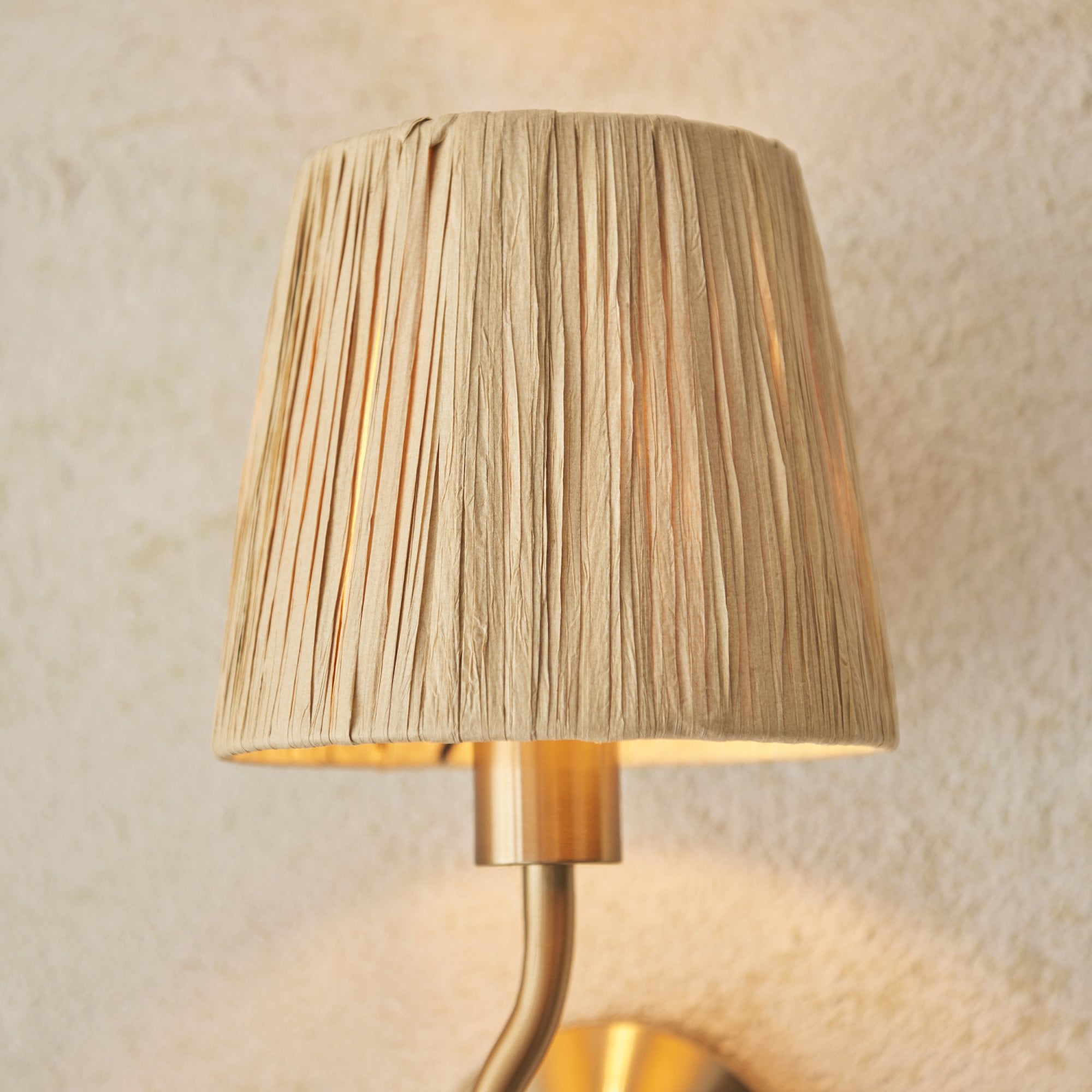 Endon Wriggle Single Light Wall - Brushed Aged Brass Plate & Natural Raffia