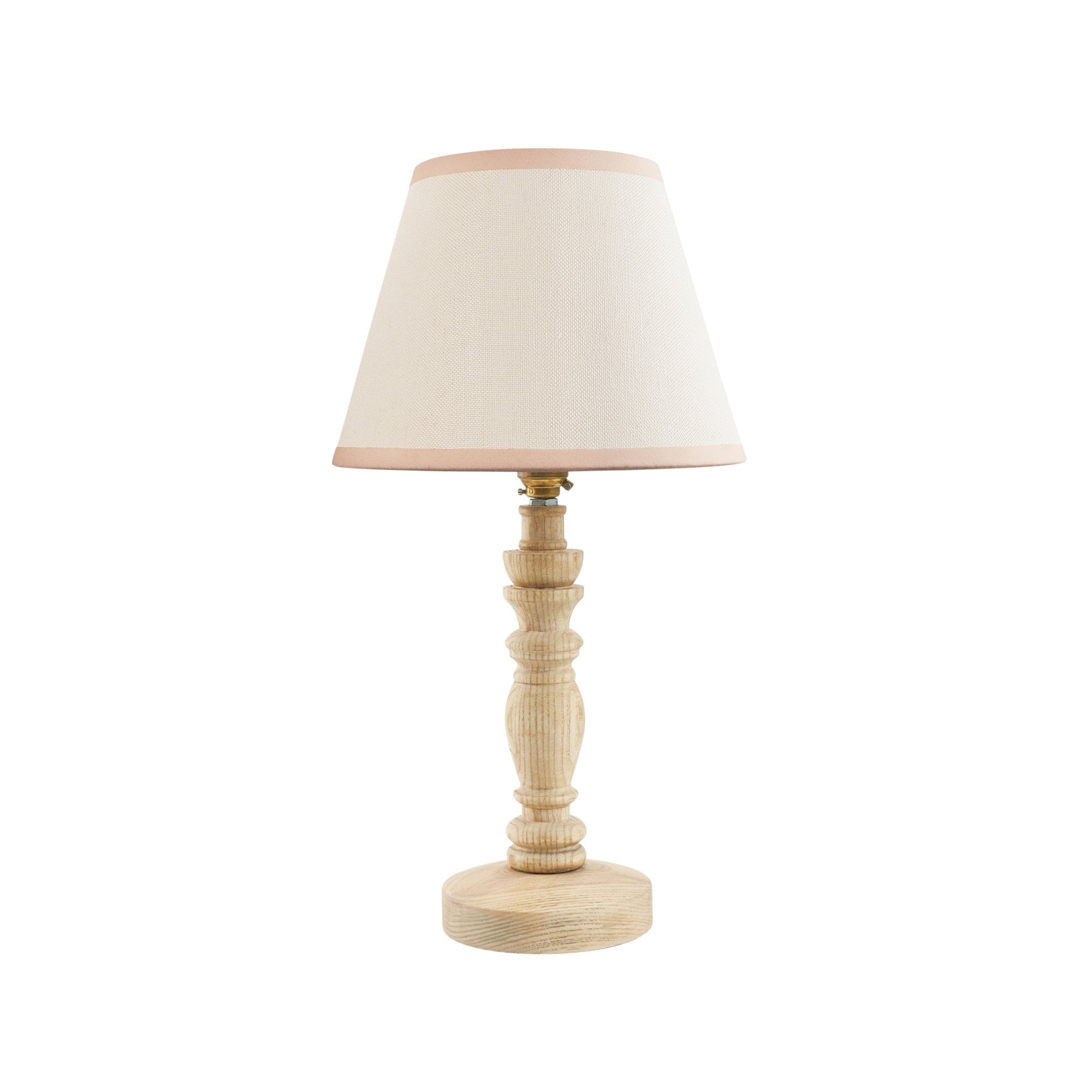 Endon Bibury Natural Ash Wood Table Lamp & Ivy 20cm Vintage White Shade