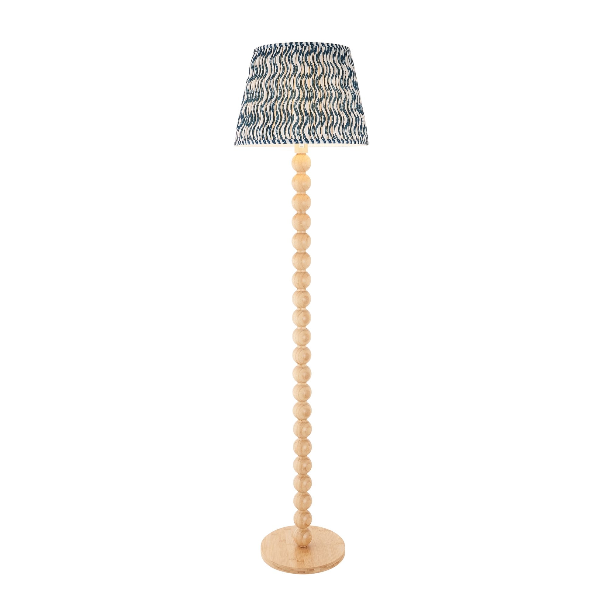 Endon Cane Floor Lamp & Ripple 40cm Marlin Blue Shade