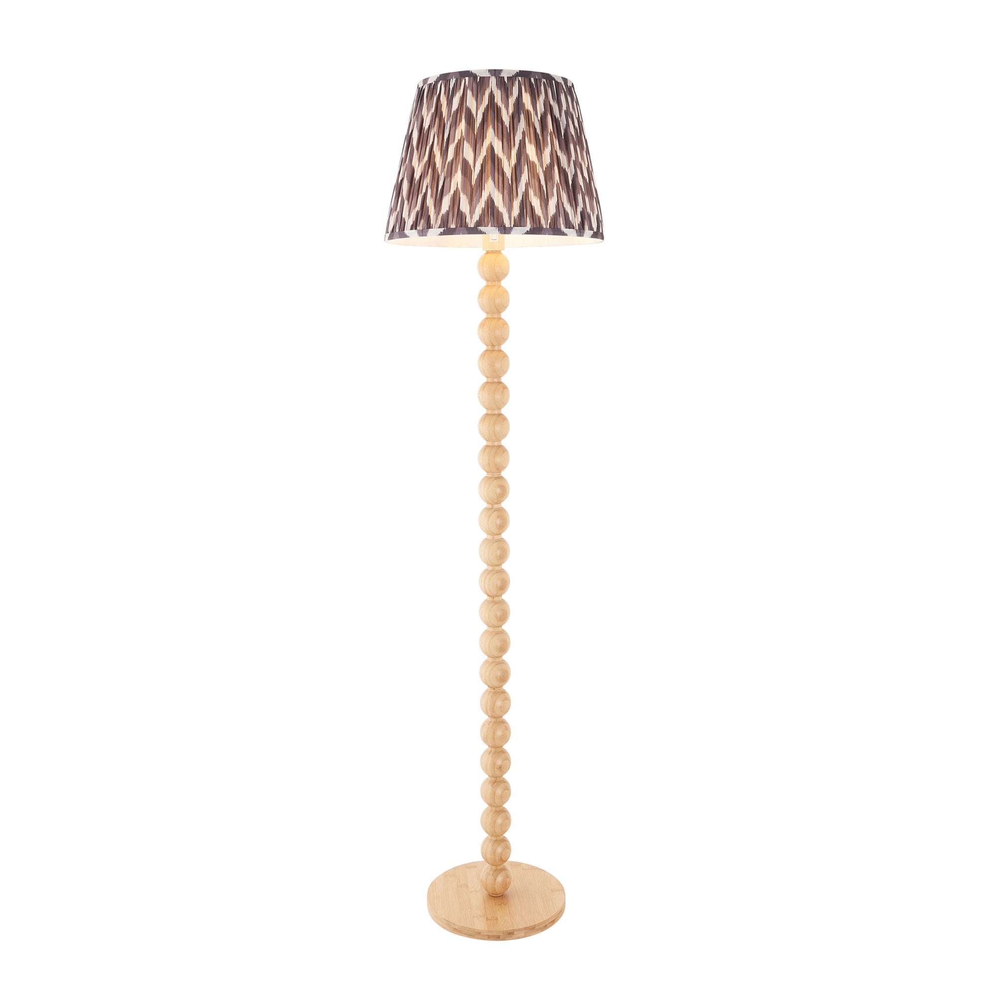 Endon Cane Floor Lamp & Zigzag 40cm Pearl Grey Shade