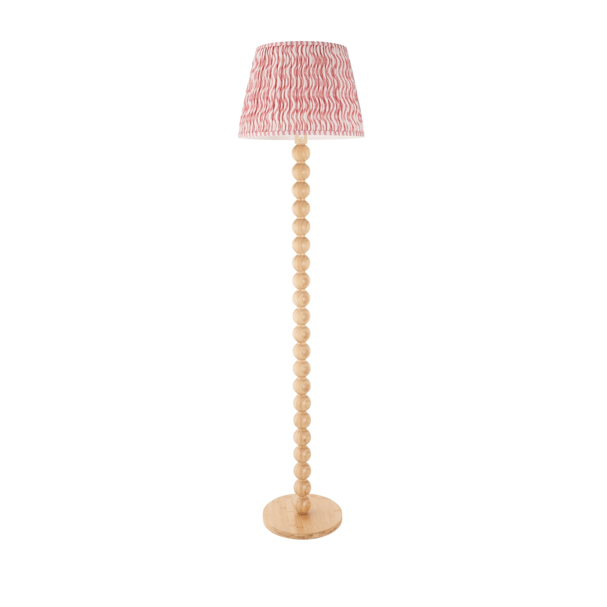 Endon Cane Floor Lamp & Ripple 40cm Coral Pink Shade