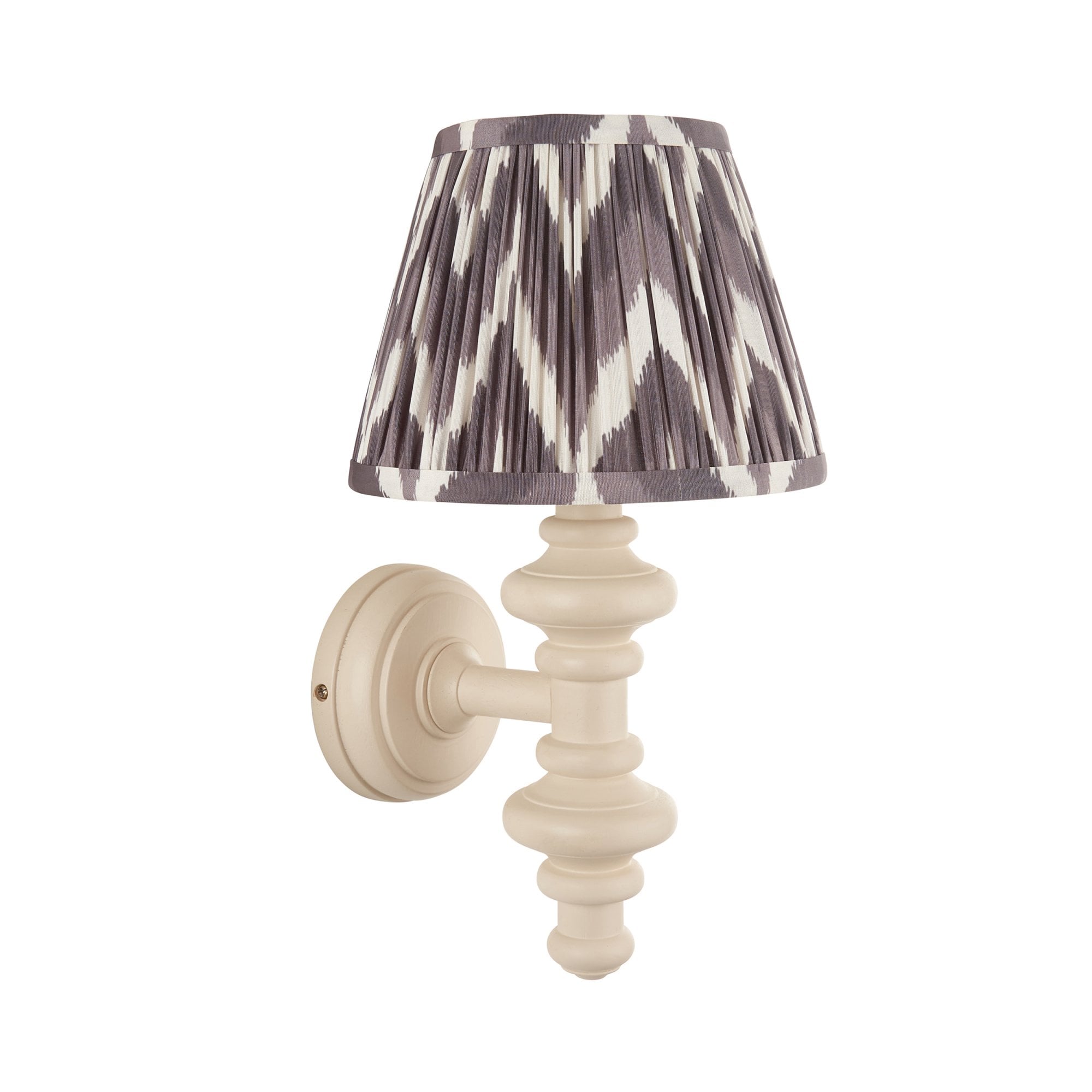 Endon Carnaby Satin Almond White Wall Light & Zigzag 20cm Pearl Grey Shade