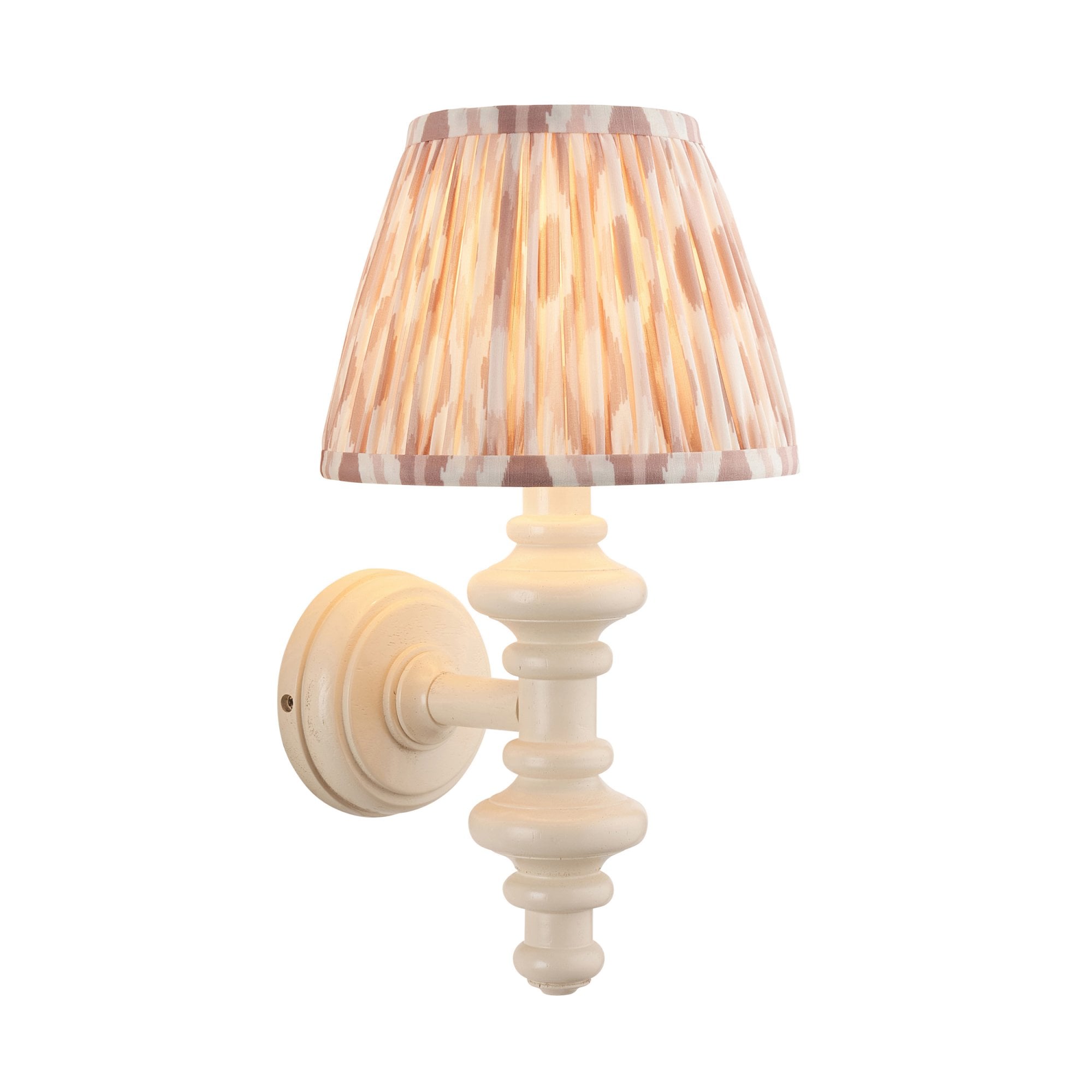 Endon Carnaby Satin Almond White Wall Light & Ikat 20cm Neutral Shade