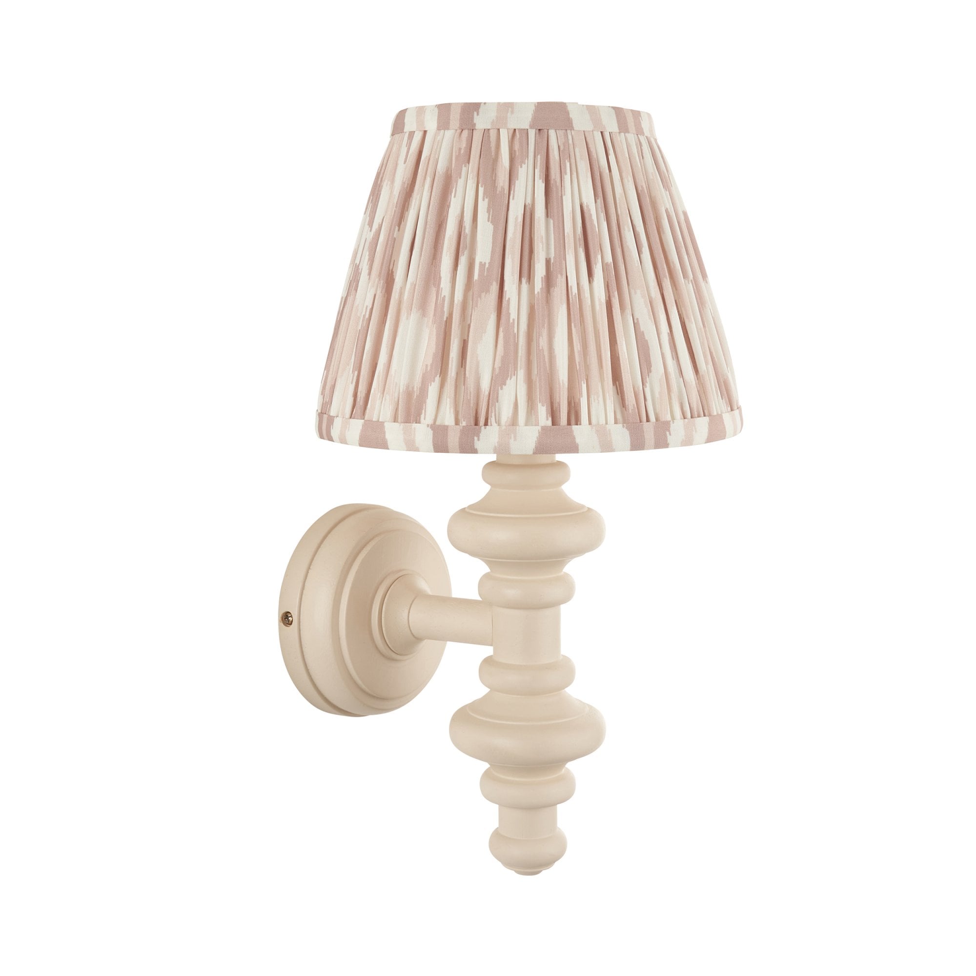 Endon Carnaby Satin Almond White Wall Light & Ikat 20cm Neutral Shade