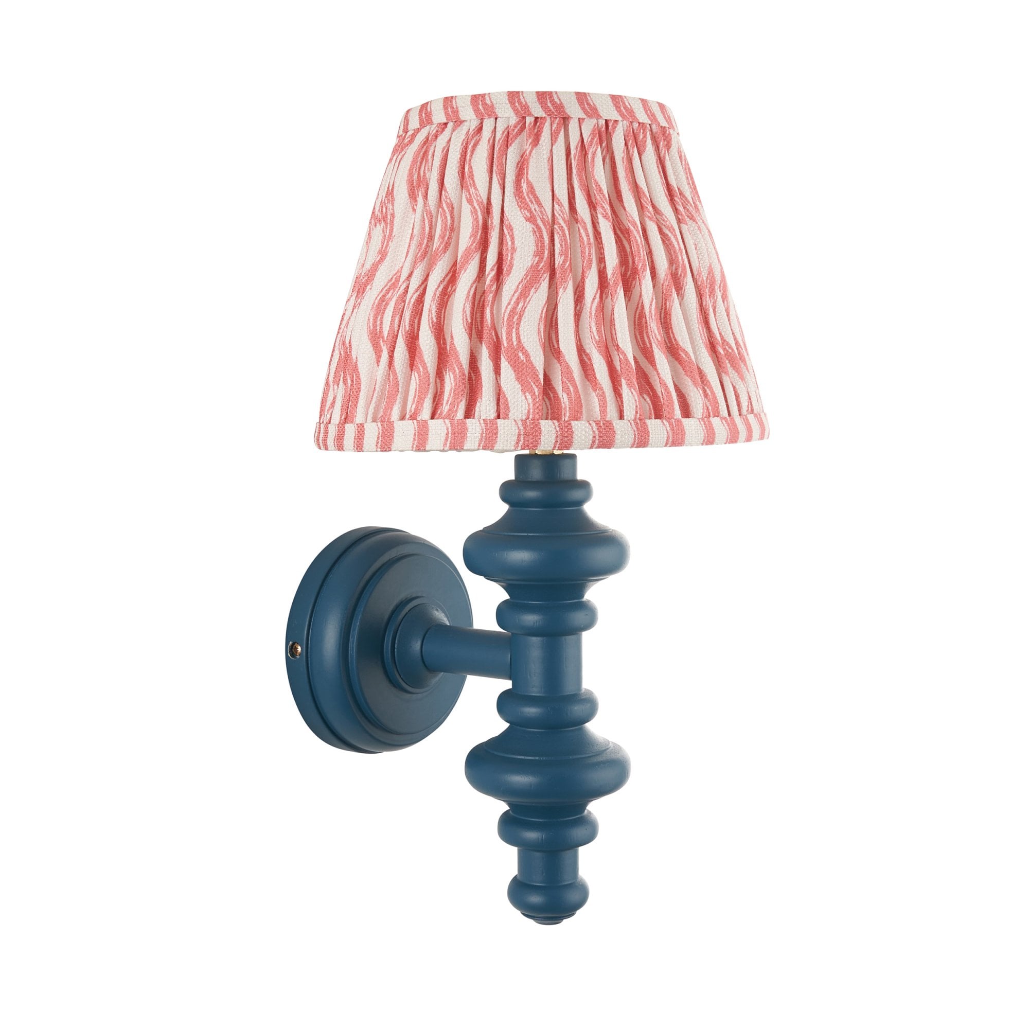Endon Carnaby Satin Marlin Blue Wall Light & Ripple 20cm Coral Pink Shade