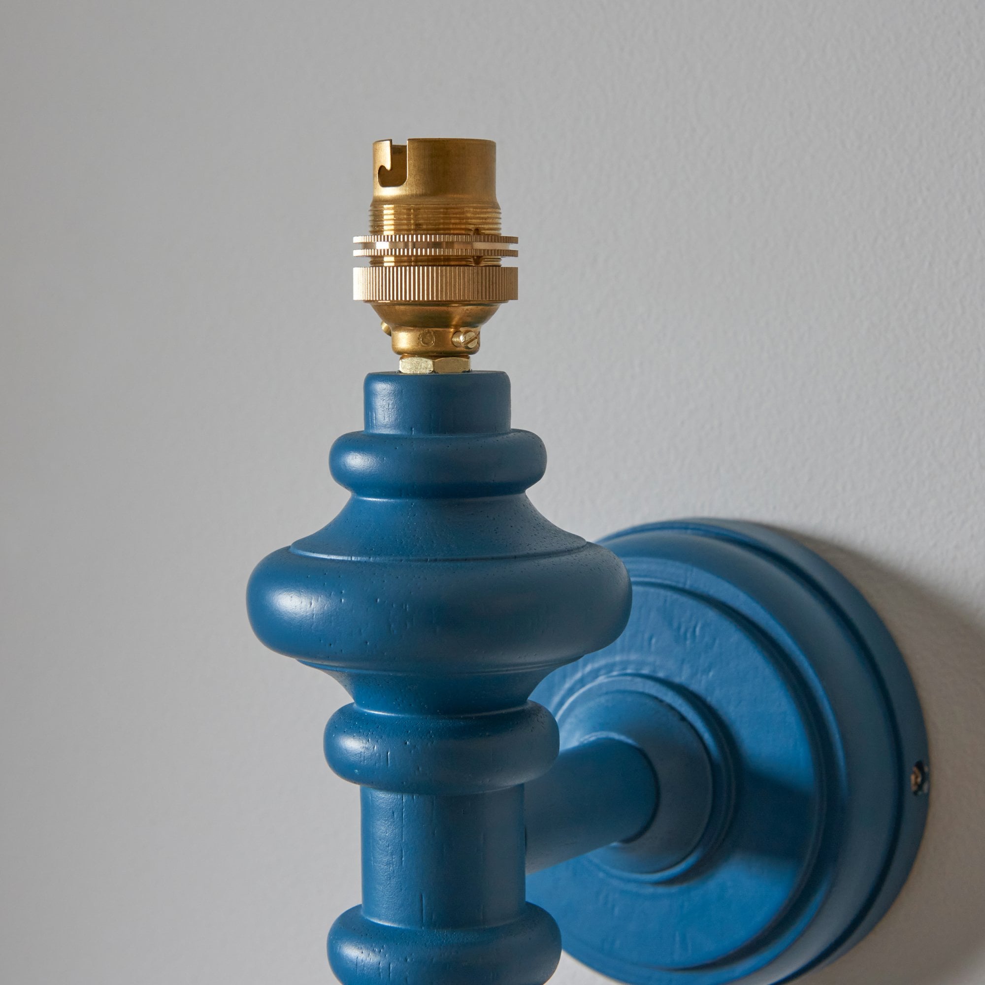 Endon Carnaby Satin Marlin Blue Wall Light & Ikat 20cm Neutral Shade