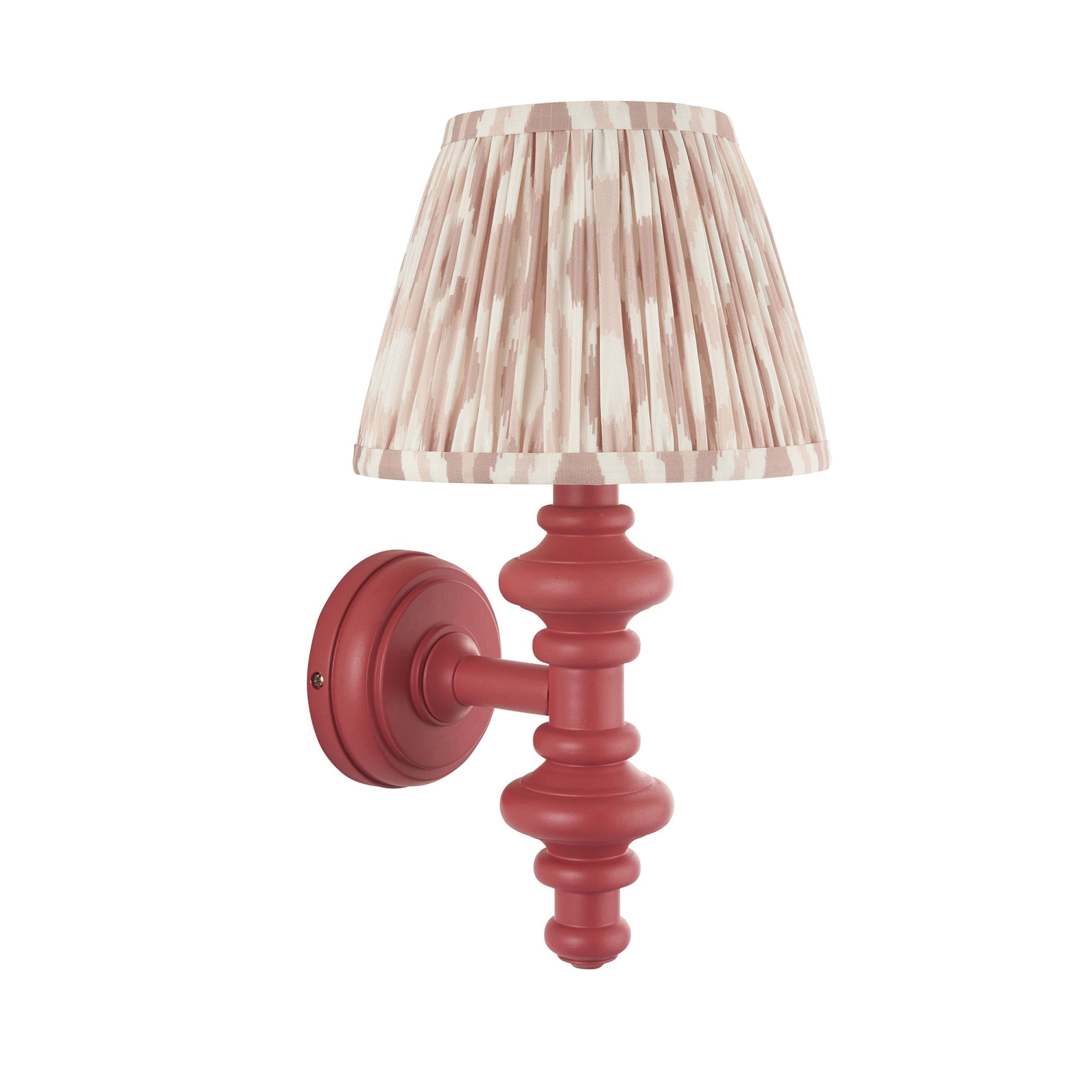 Endon Carnaby Satin Pink Clay Wall Light & Ikat 20cm Neutral Shade