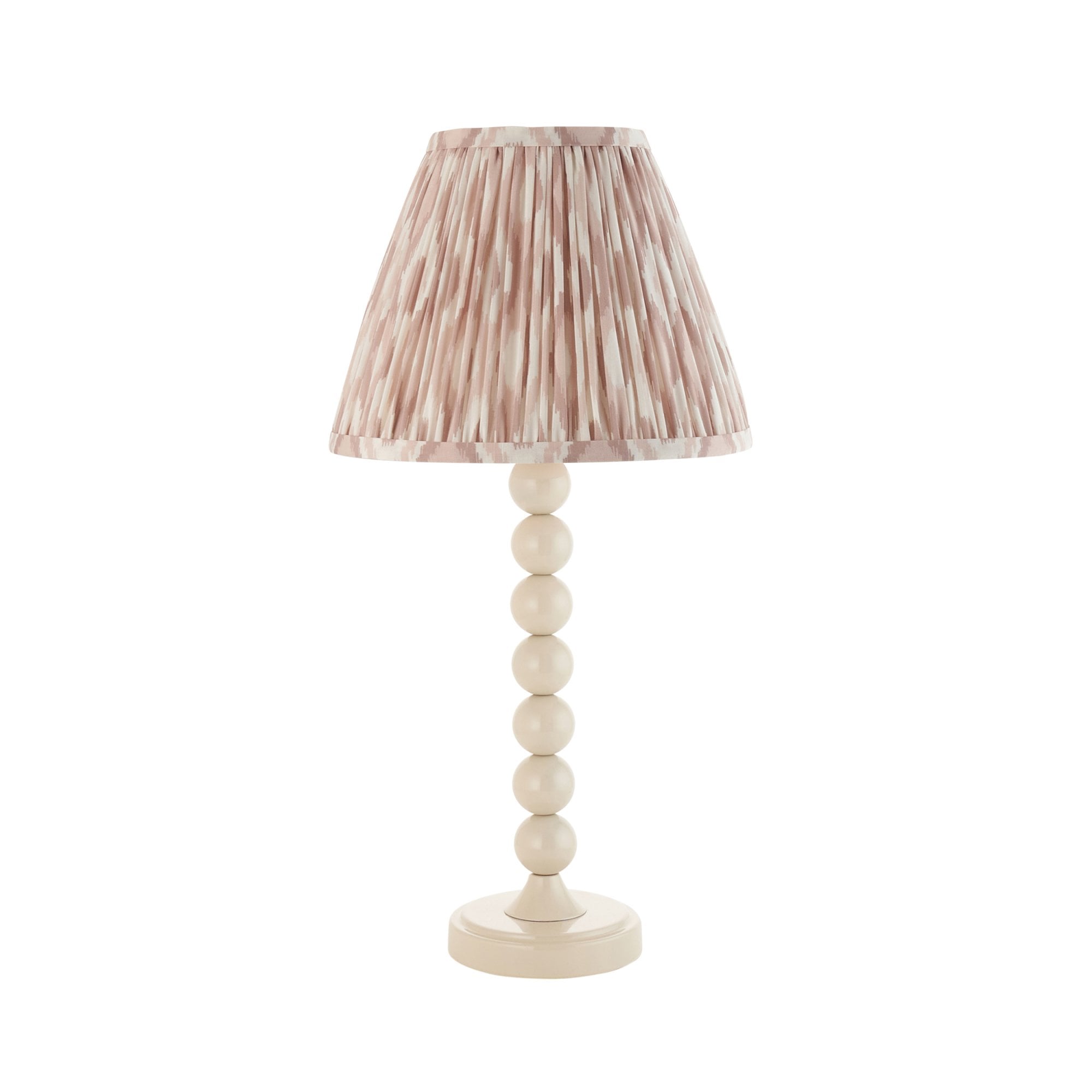 Endon Higgledy Gloss Almond White  Table Lamp & Ikat 25cm Neutral Shade
