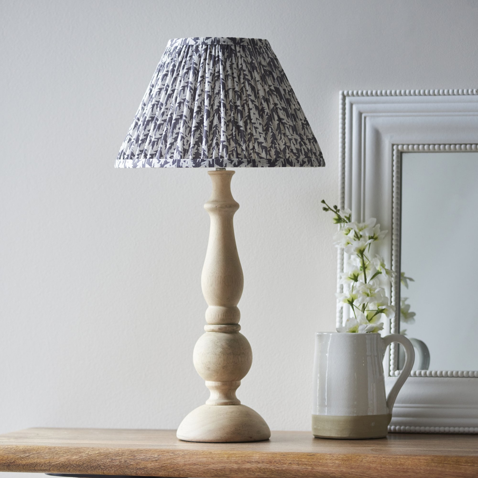 Endon Hidcote Table Lamp & Leaf 30cm Pearl Grey Shade