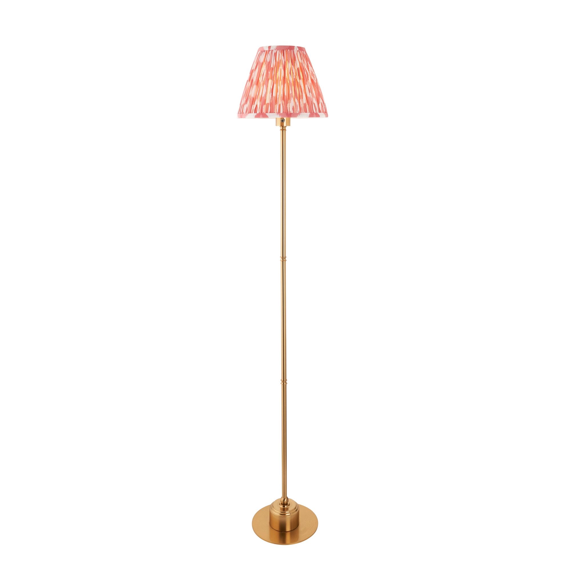 Endon Burley Rechargeable Floor Lamp & Ikat 25cm Coral Pink Shade