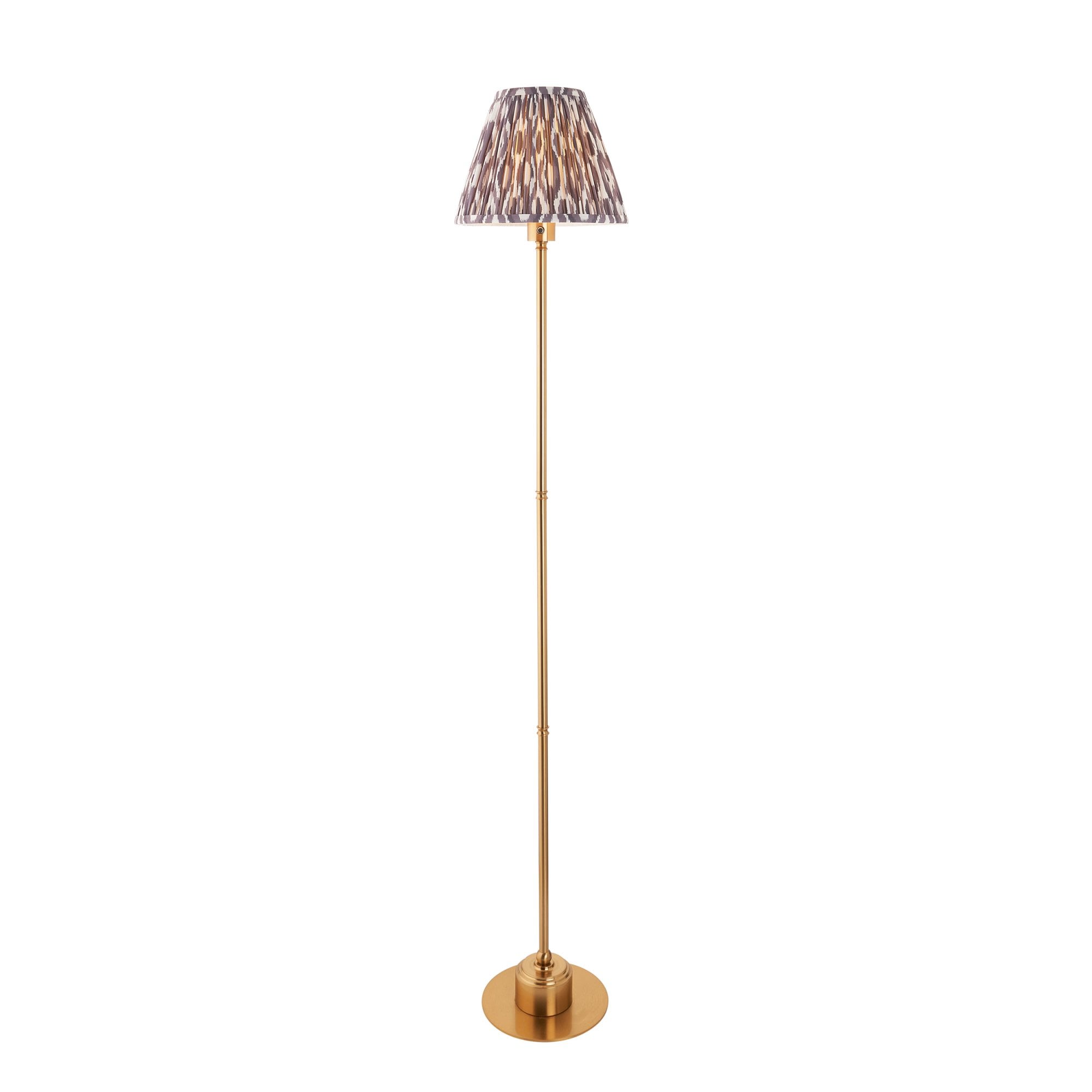 Endon Burley Rechargeable Floor Lamp & Ikat 25cm Pearl Grey Shade