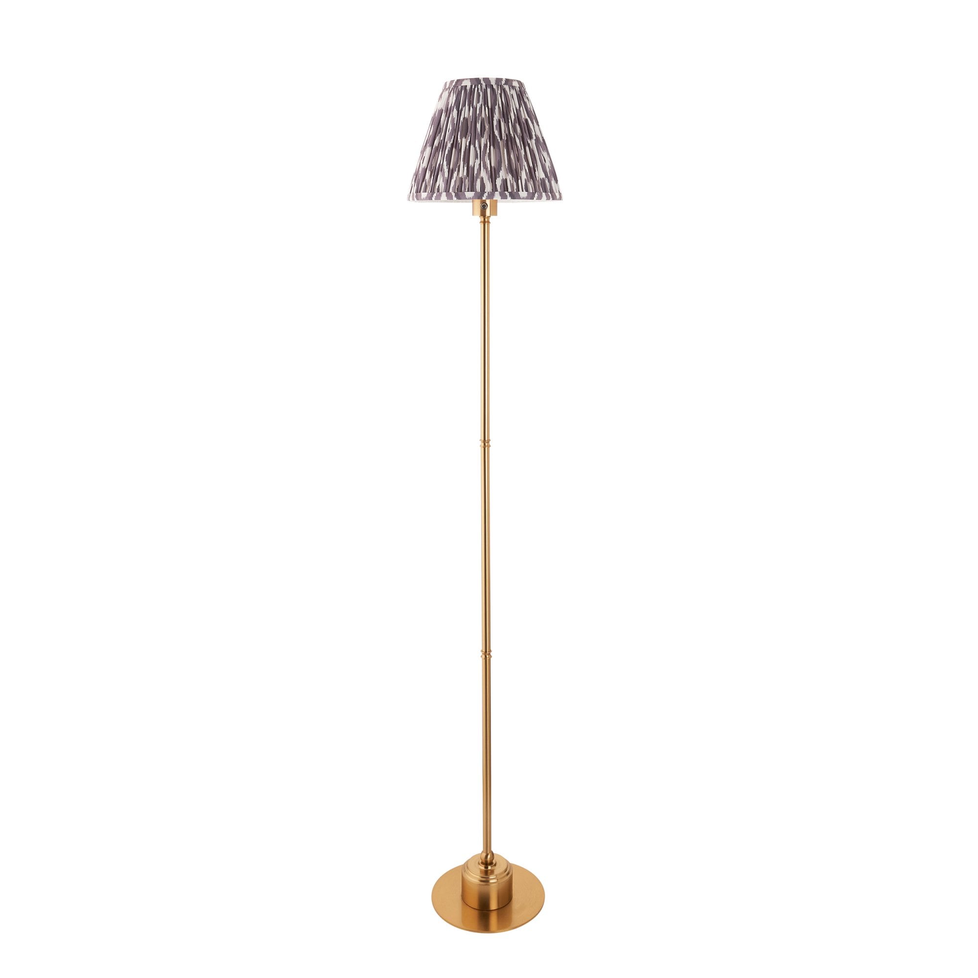 Endon Burley Rechargeable Floor Lamp & Ikat 25cm Pearl Grey Shade