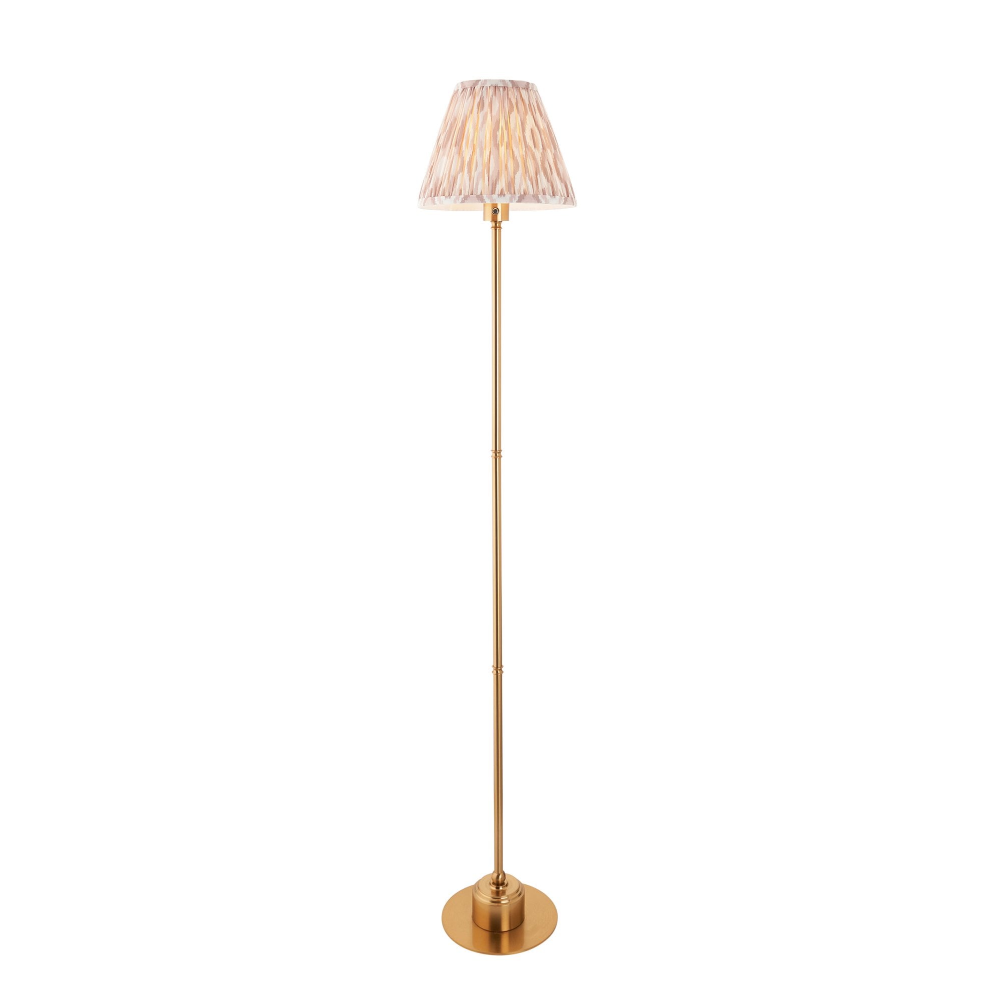 Endon Burley Rechargeable Floor Lamp & Ikat 25cm Neutral Shade