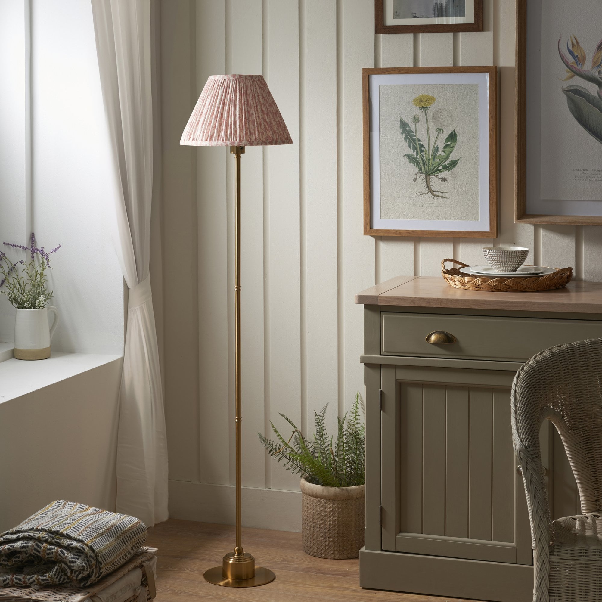 Endon Burley Rechargeable Table Lamp & Leaf 30cm Peachy Keen Shade