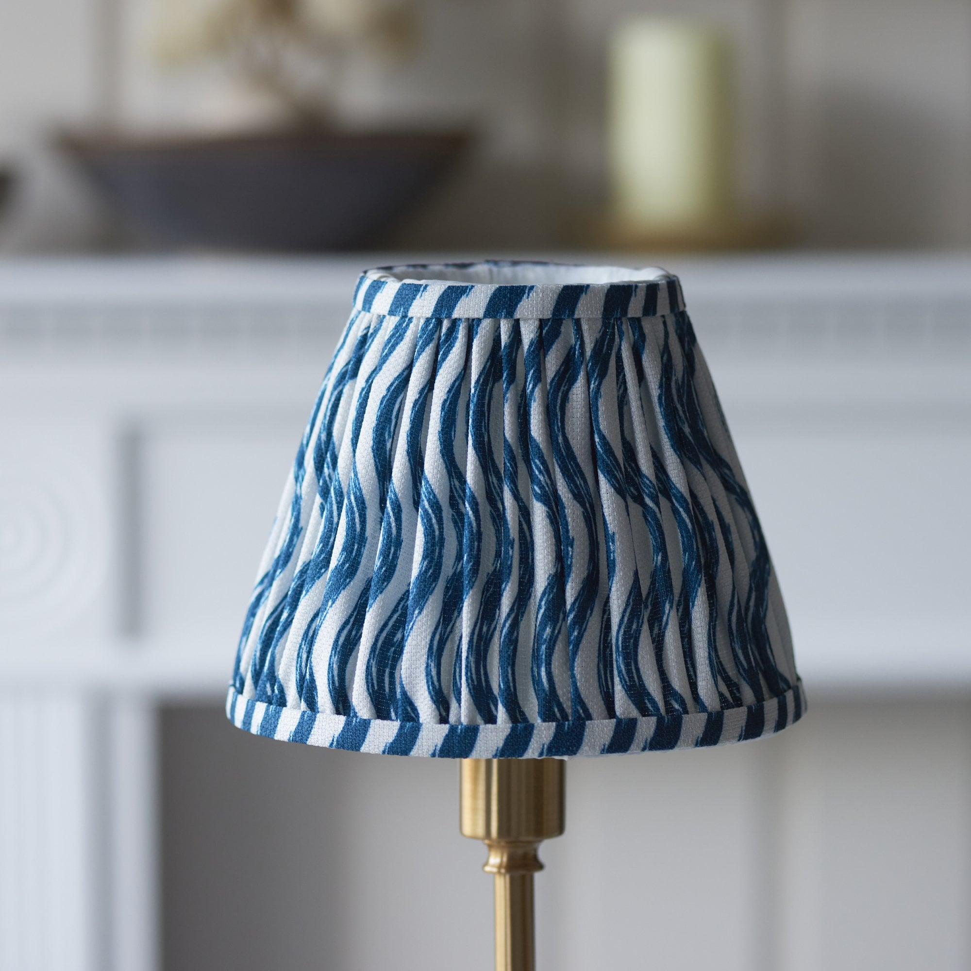 Endon Burley Rechargeable Table Lamp & Ripple 16cm Marlin Blue Shade