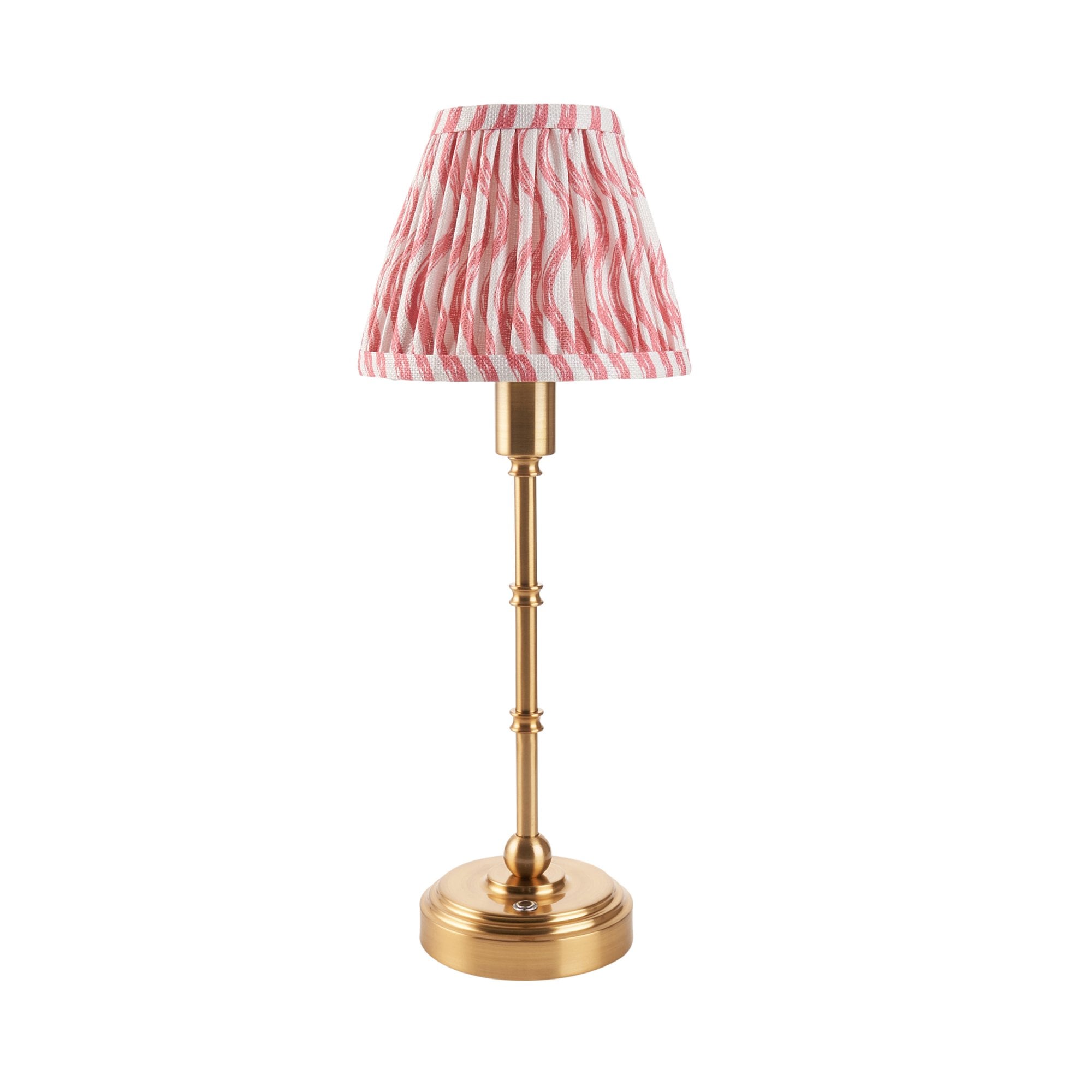 Endon Burley Rechargeable Table Lamp & Ripple 16cm Coral Pink Shade