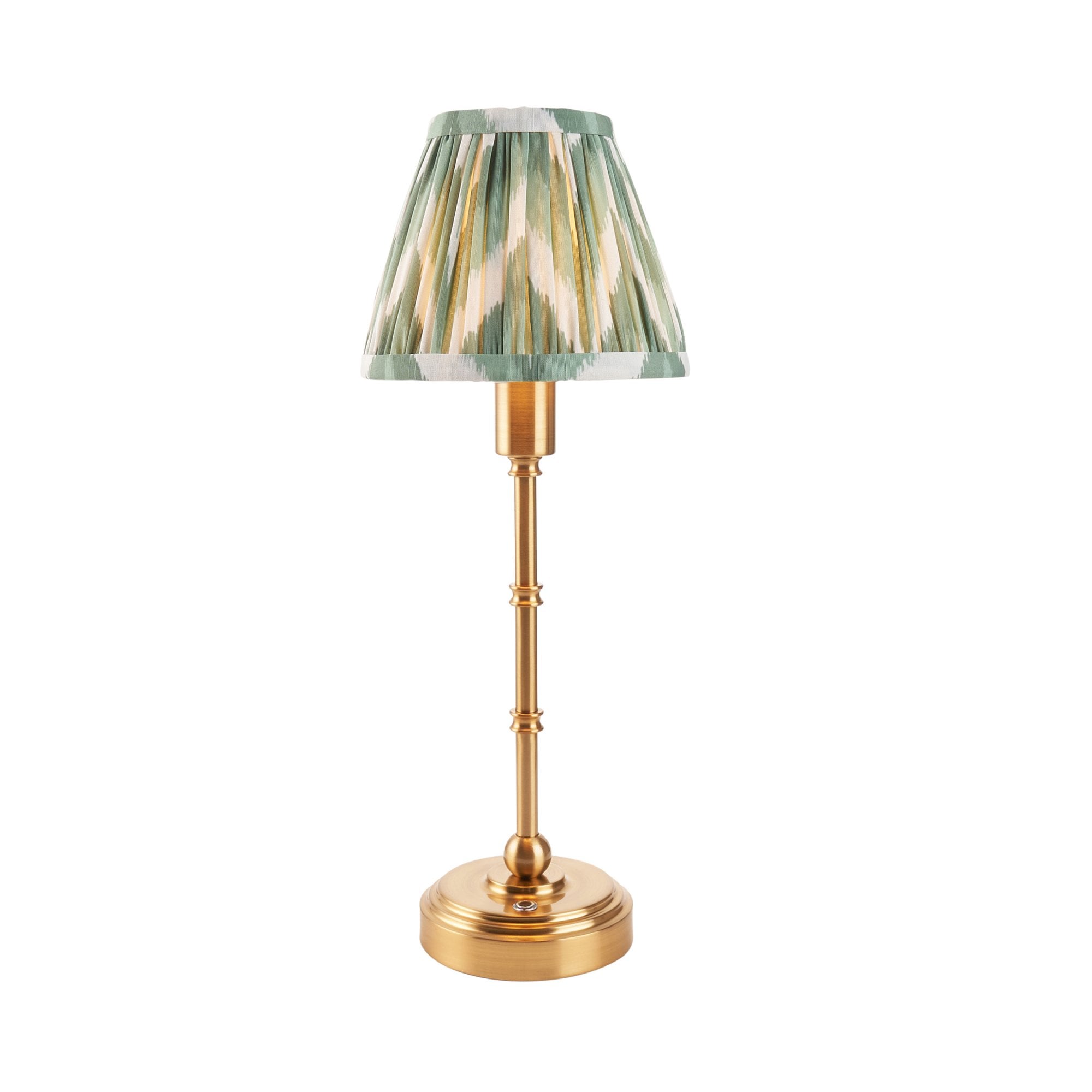 Endon Burley Rechargeable Table Lamp & Zigzag 16cm Cotswold Green Shade