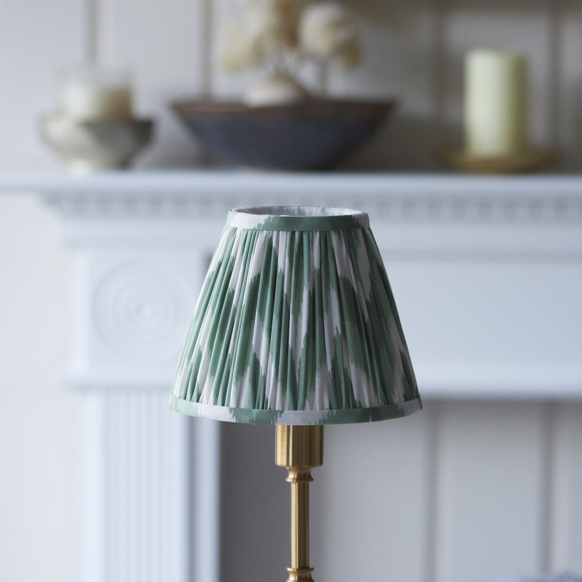 Endon Burley Rechargeable Table Lamp & Zigzag 16cm Cotswold Green Shade
