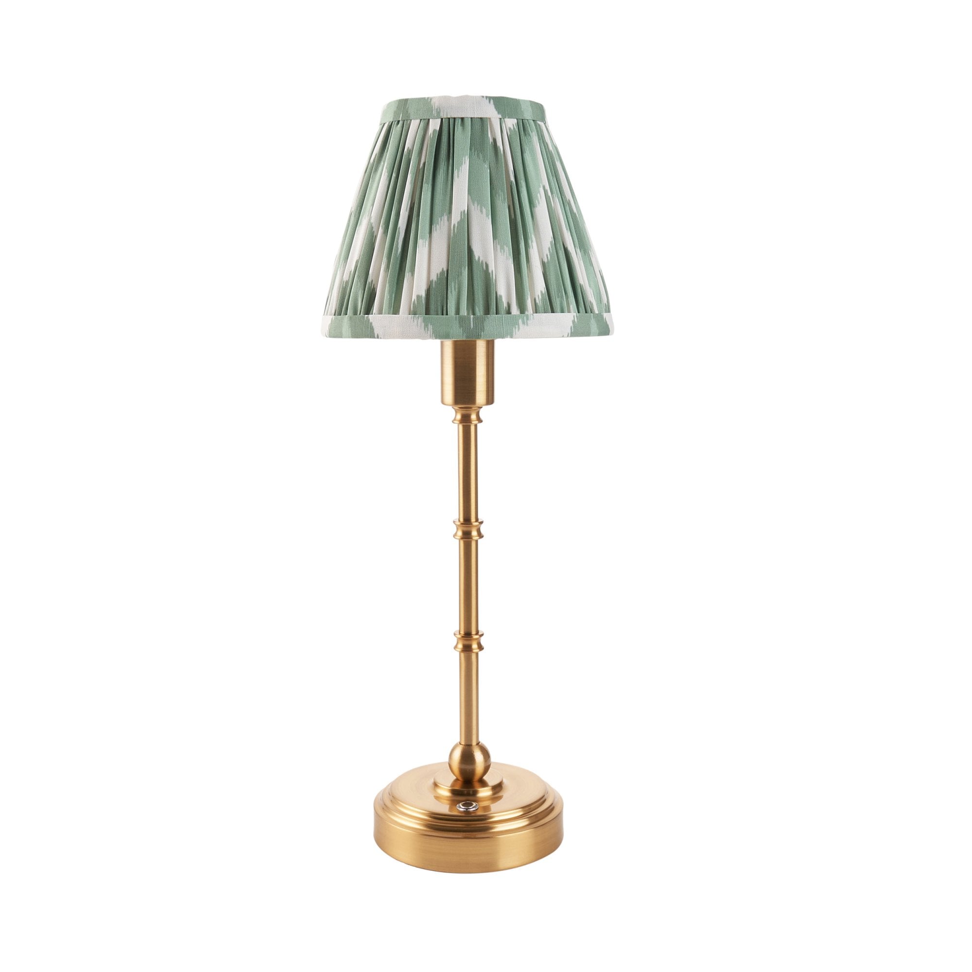 Endon Burley Rechargeable Table Lamp & Zigzag 16cm Cotswold Green Shade