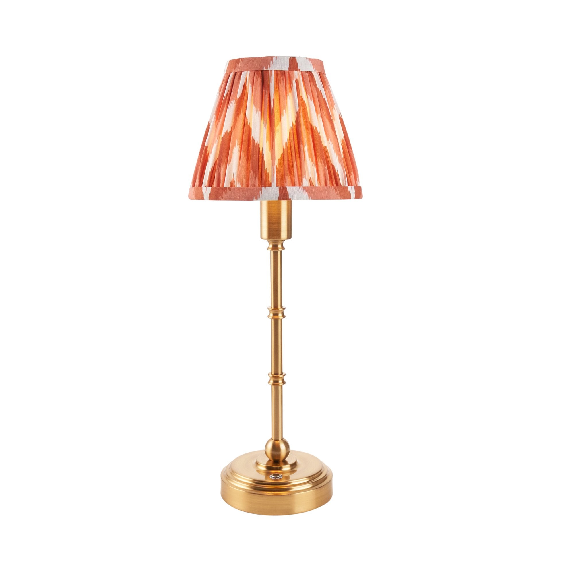 Endon Burley Rechargeable Table Lamp & Zigzag 16cm Apricot Orange Shade