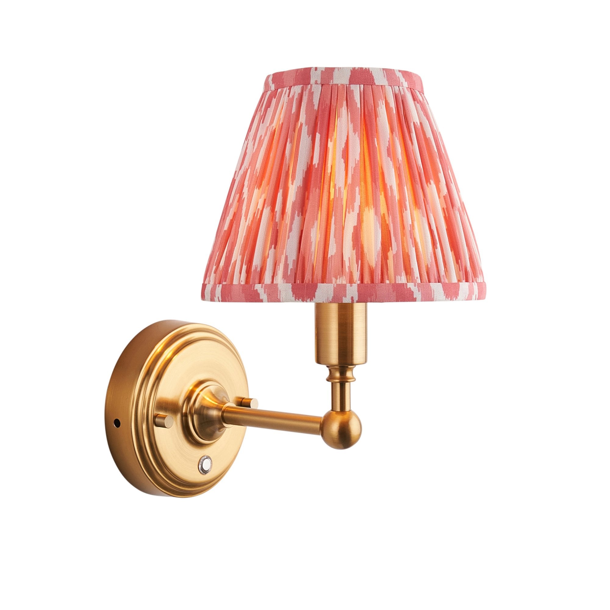 Endon Burley Rechargeable Wall Light & Ikat 16cm Coral Pink Shade
