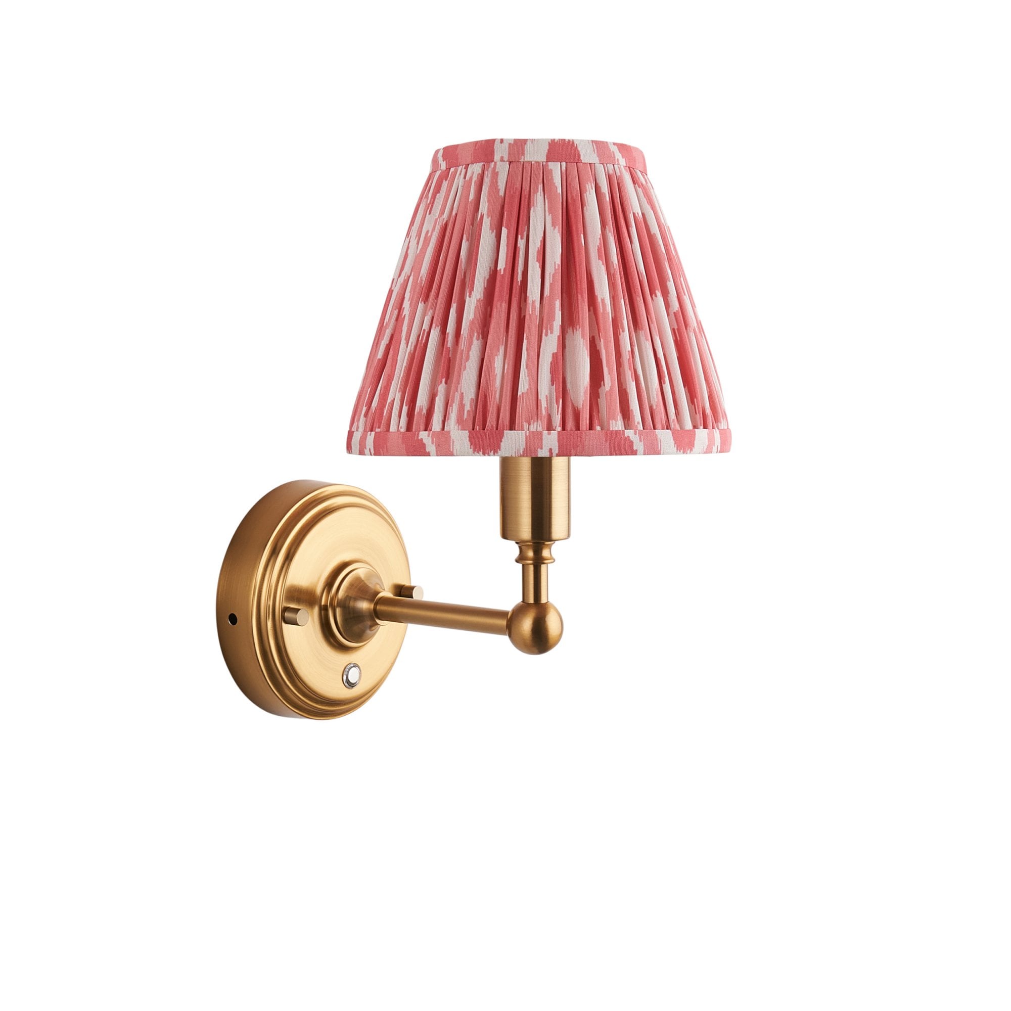 Endon Burley Rechargeable Wall Light & Ikat 16cm Coral Pink Shade