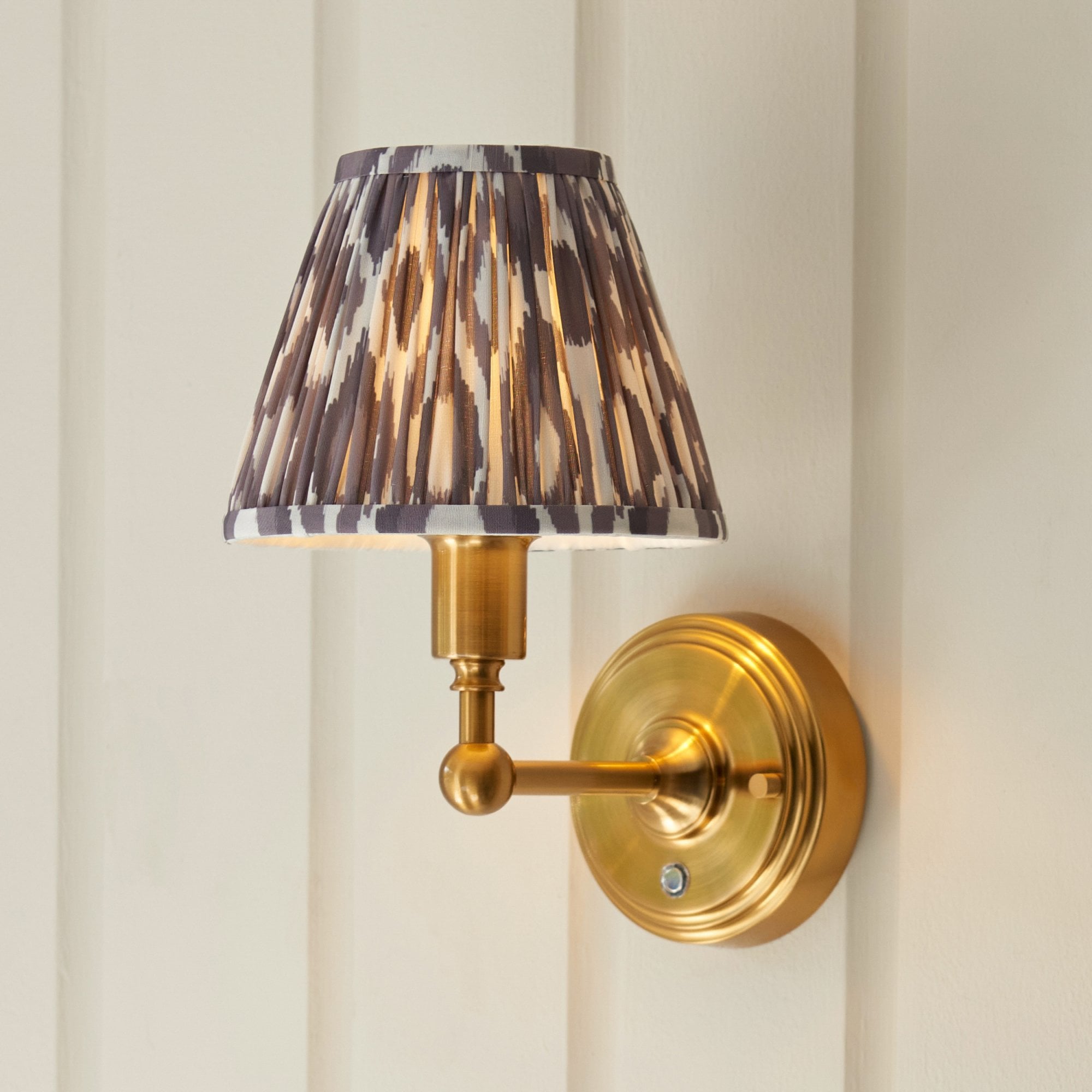 Endon Burley Rechargeable Wall Light & Ikat 16cm Pearl Grey Shade