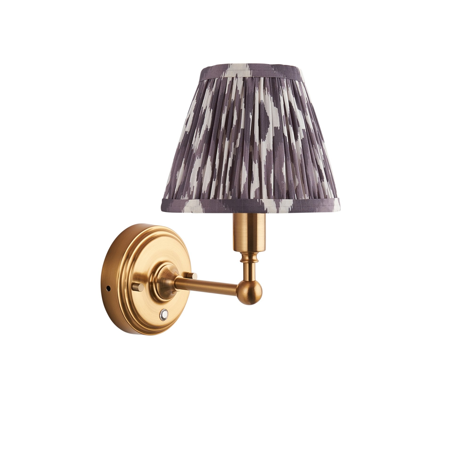 Endon Burley Rechargeable Wall Light & Ikat 16cm Pearl Grey Shade