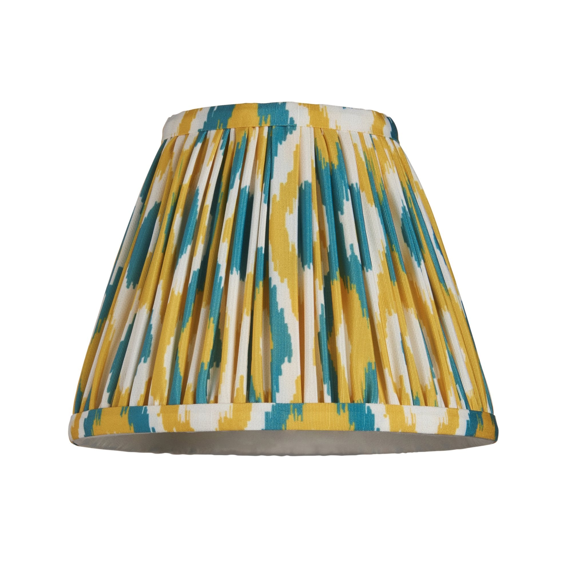 Endon Burley Rechargeable Wall Light & Ikat 16cm Yellow & Jade Shade