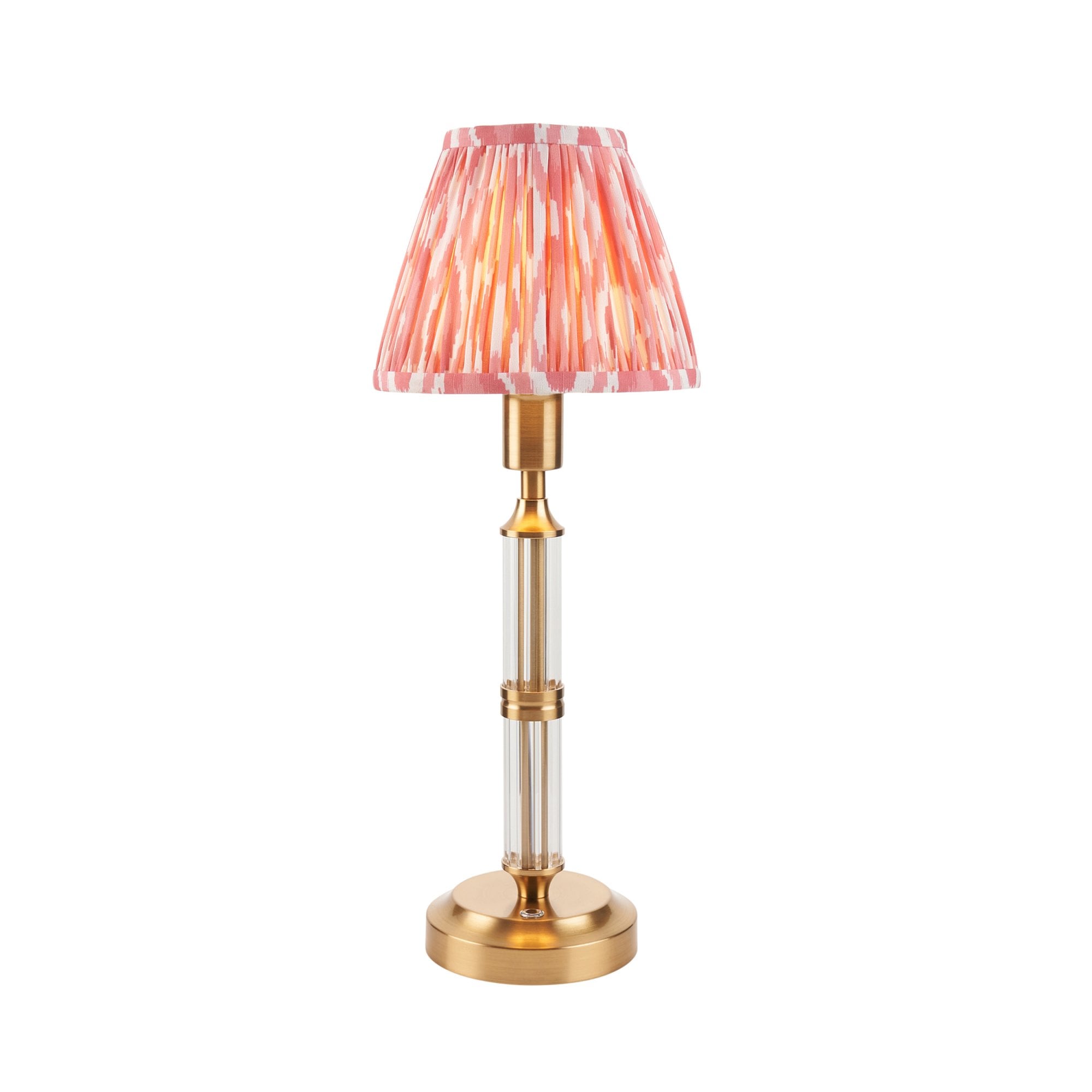 Endon Morton Rechargeable Table Lamp & Ikat 16cm Coral Pink Shade