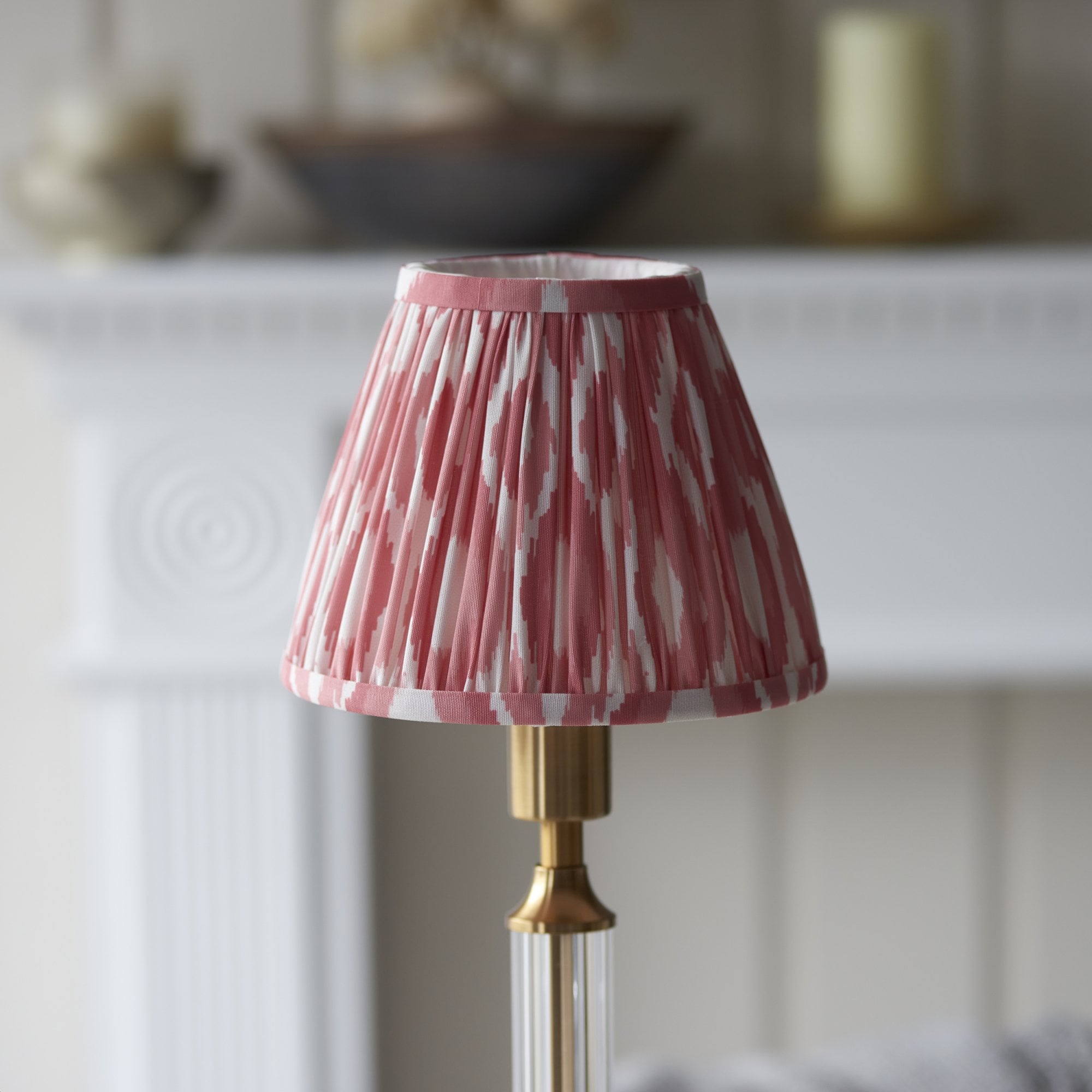 Endon Morton Rechargeable Table Lamp & Ikat 16cm Coral Pink Shade