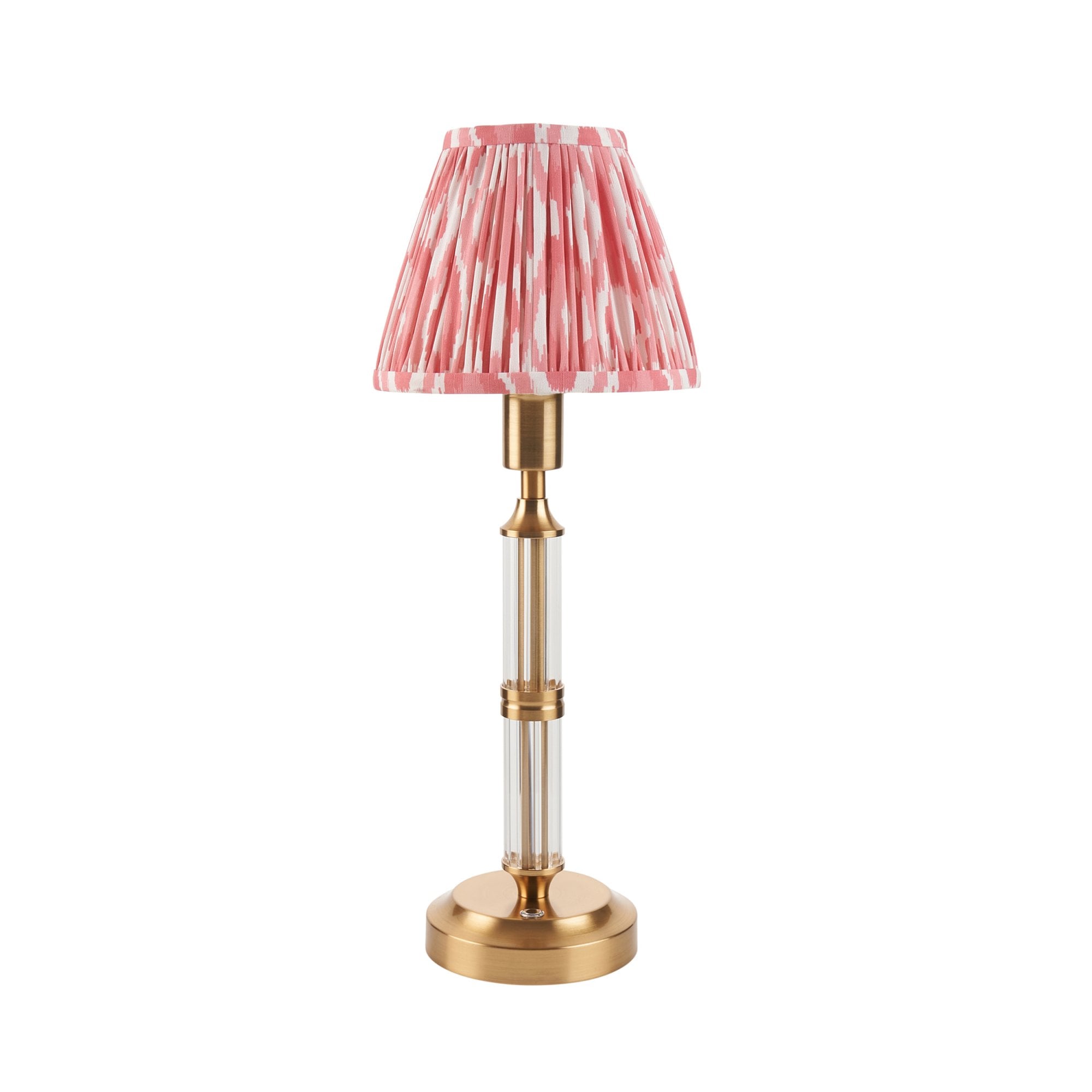 Endon Morton Rechargeable Table Lamp & Ikat 16cm Coral Pink Shade