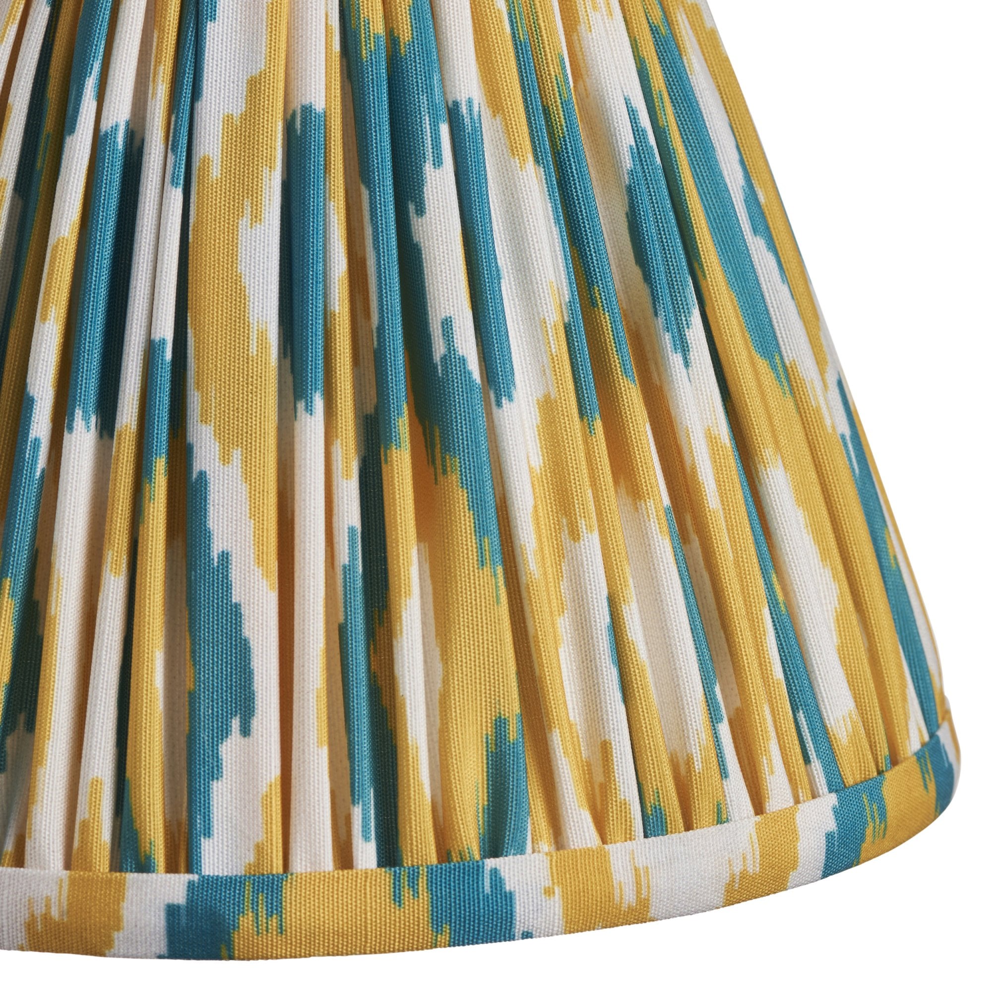 Endon Morton Rechargeable Table Lamp & Ikat 16cm Yellow & Jade Shade